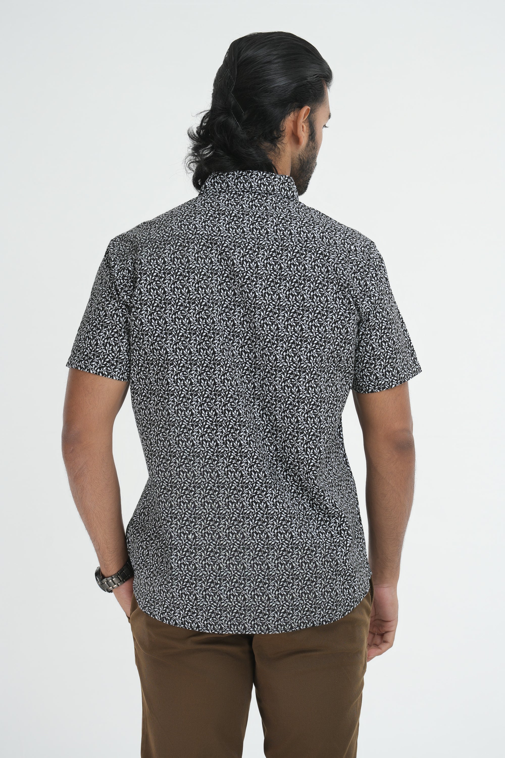 Printed Cotton Shirt -Black