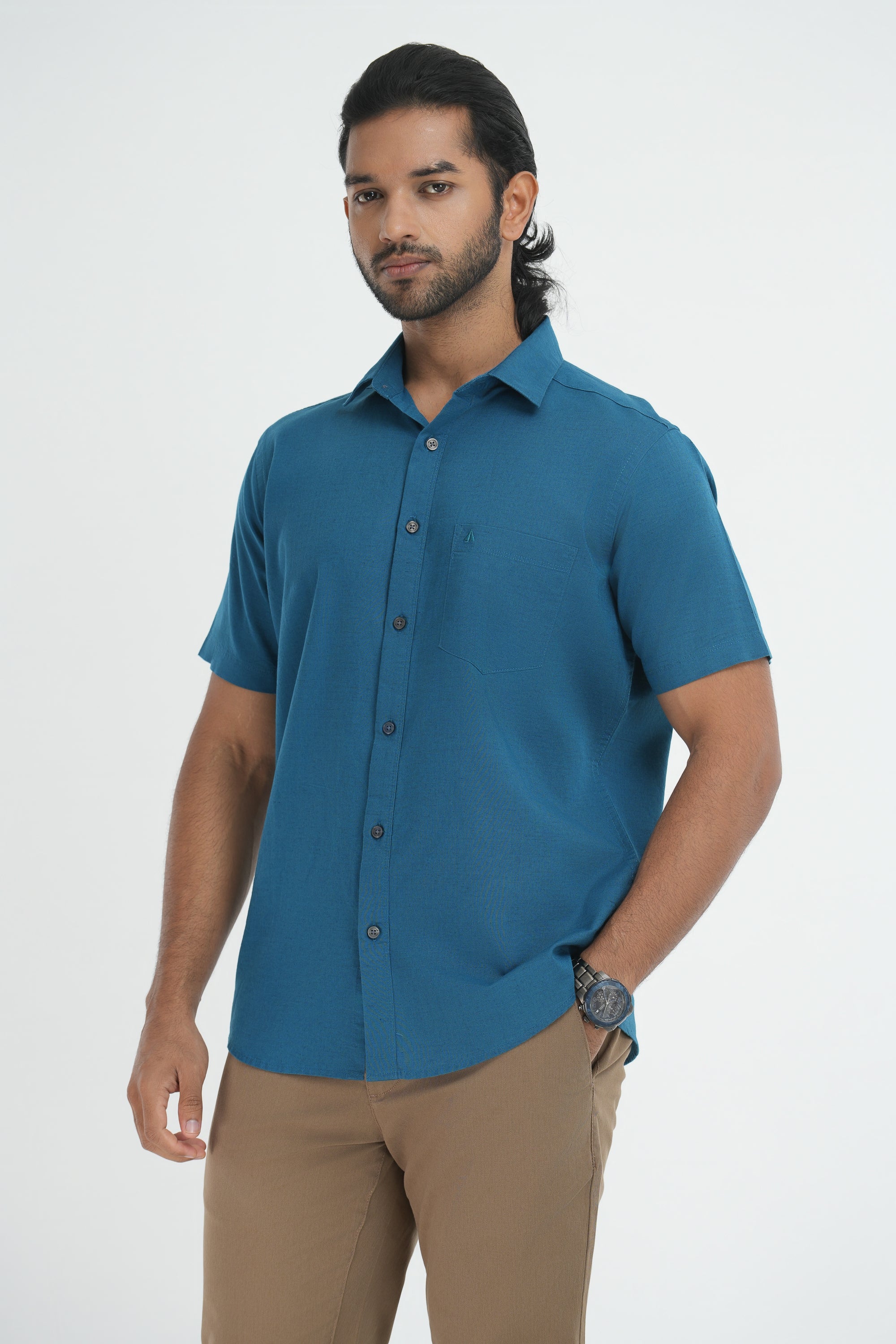 Linen Cotton Shirt - Cobalt Blue