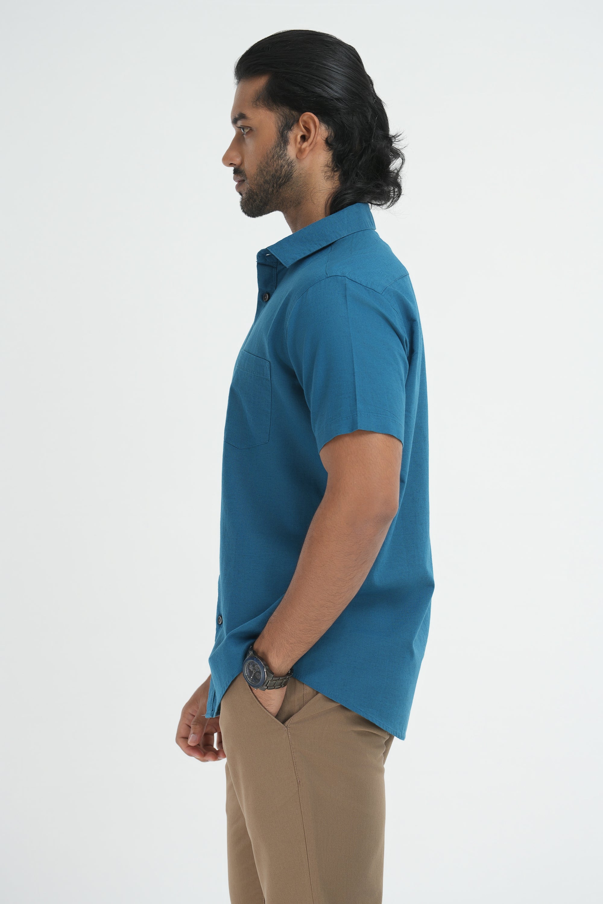 Linen Cotton Shirt - Cobalt Blue