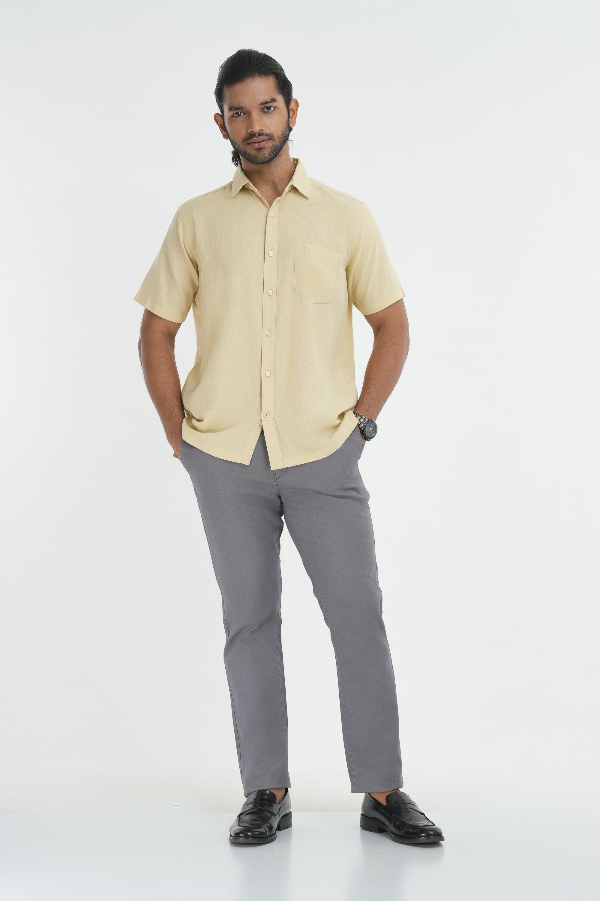 Linen Cotton Straight Cut Shirt - Cream