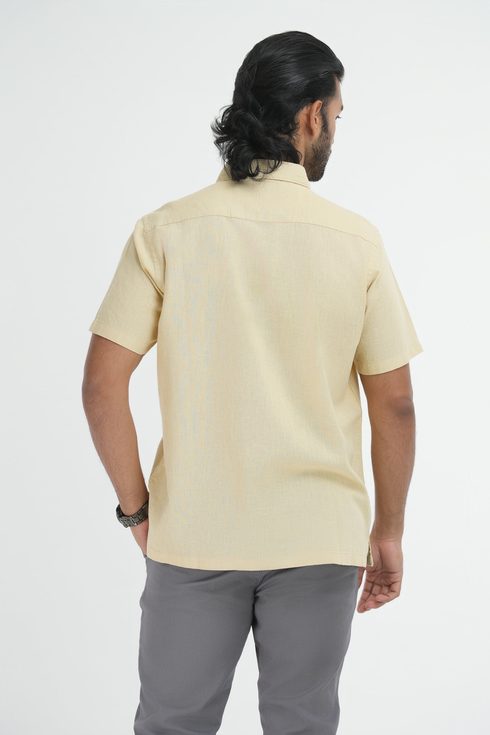 Linen Cotton Straight Cut Shirt - Cream