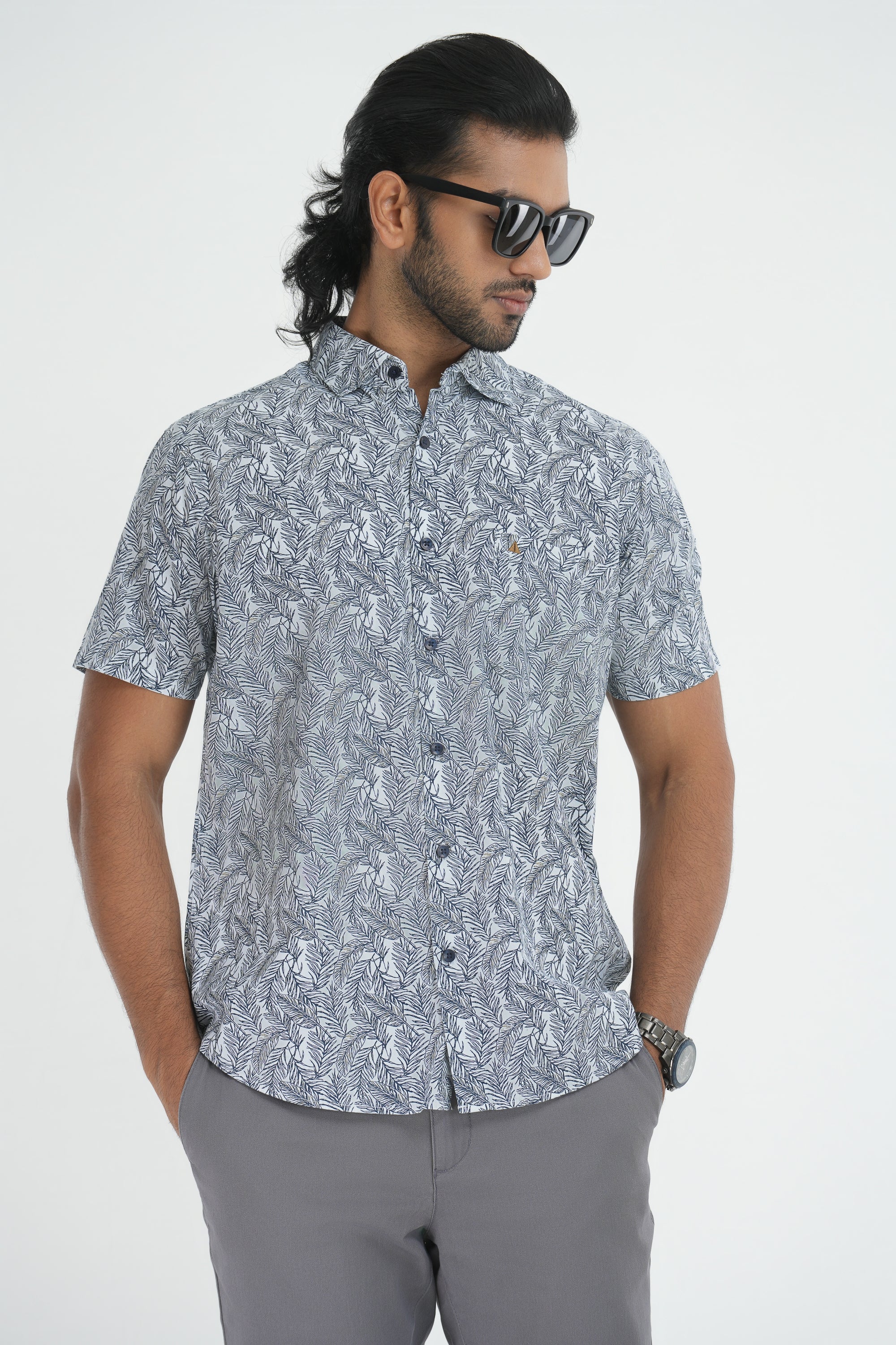 Printed Cotton Shirt - White