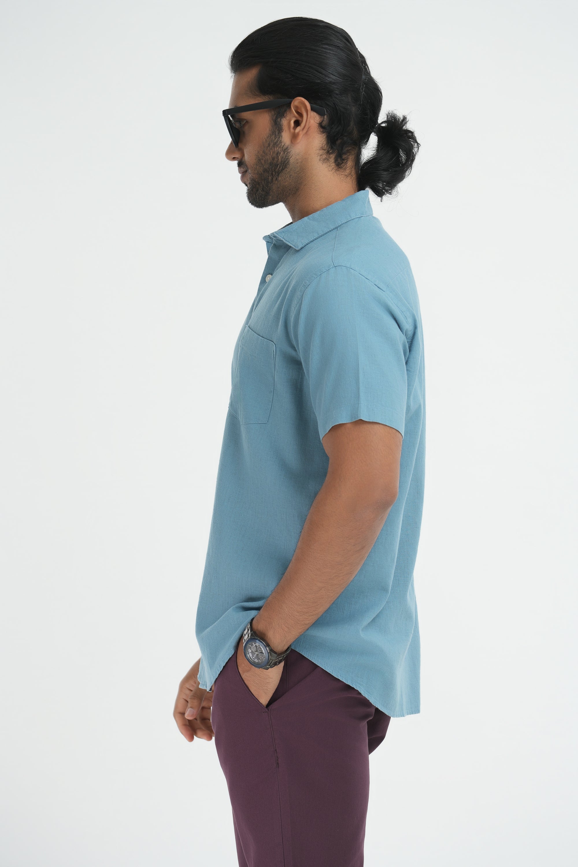 Linen Cotton Shirt - Pastel Blue