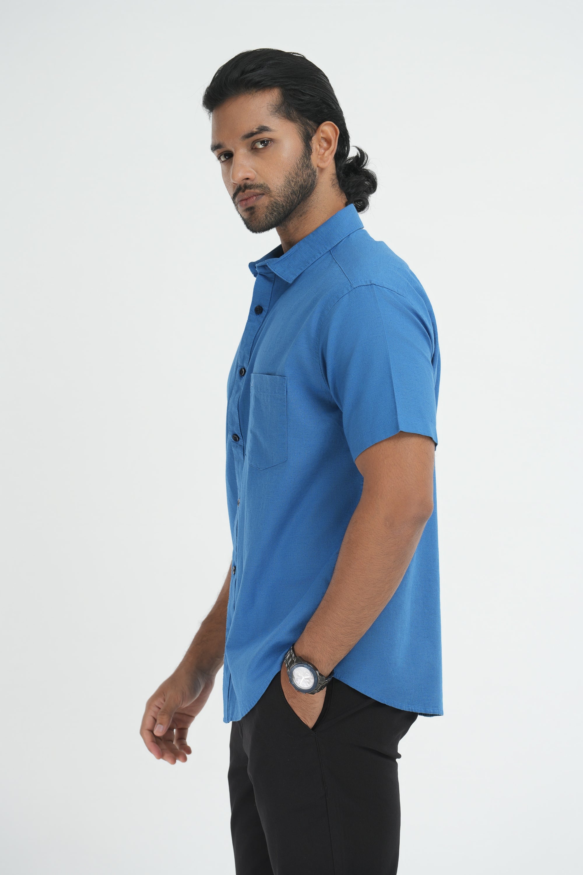 Linen Cotton Shirt - Blue