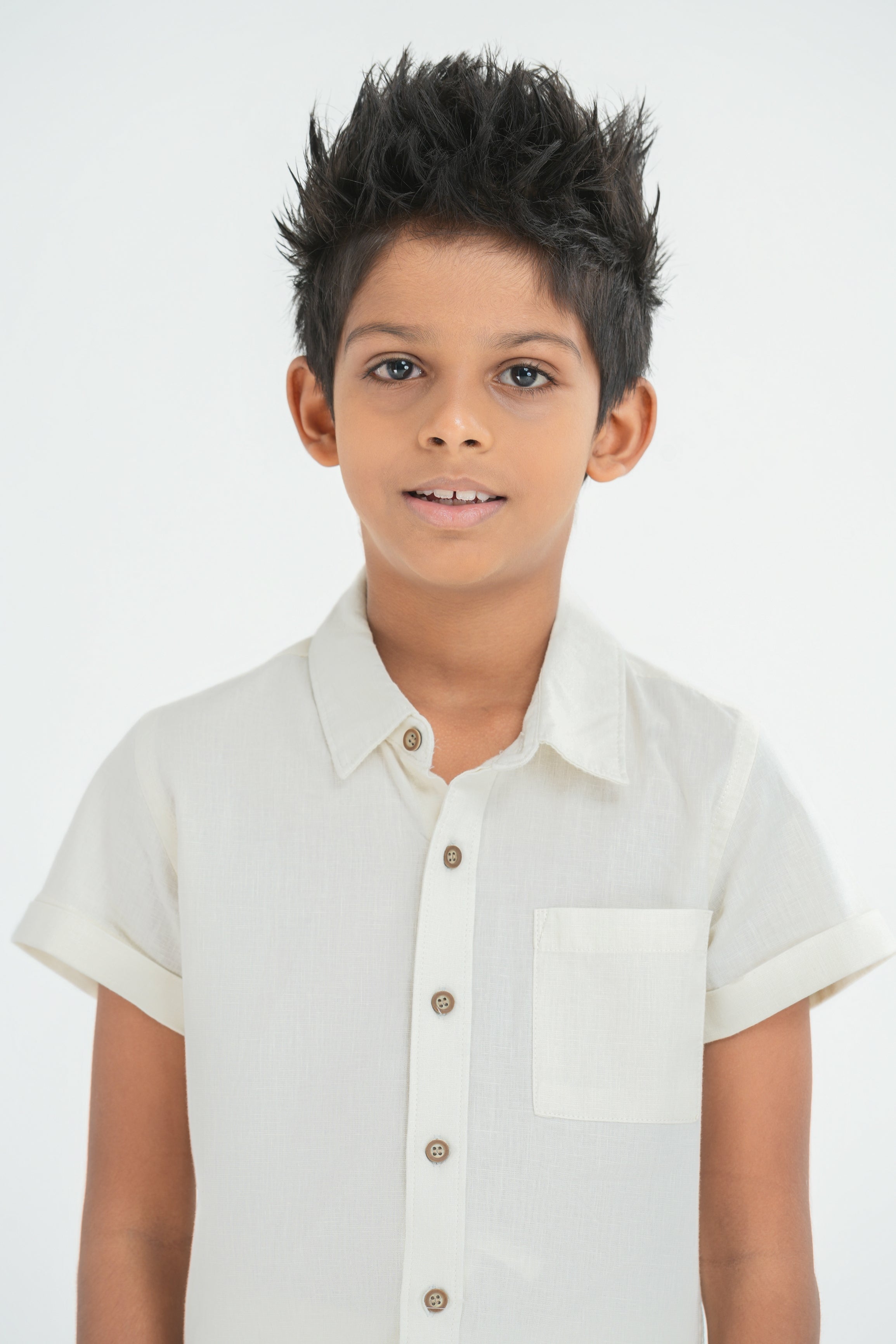 Kids' Linen Cotton Coord Set – Natural White | AnationZ Junior