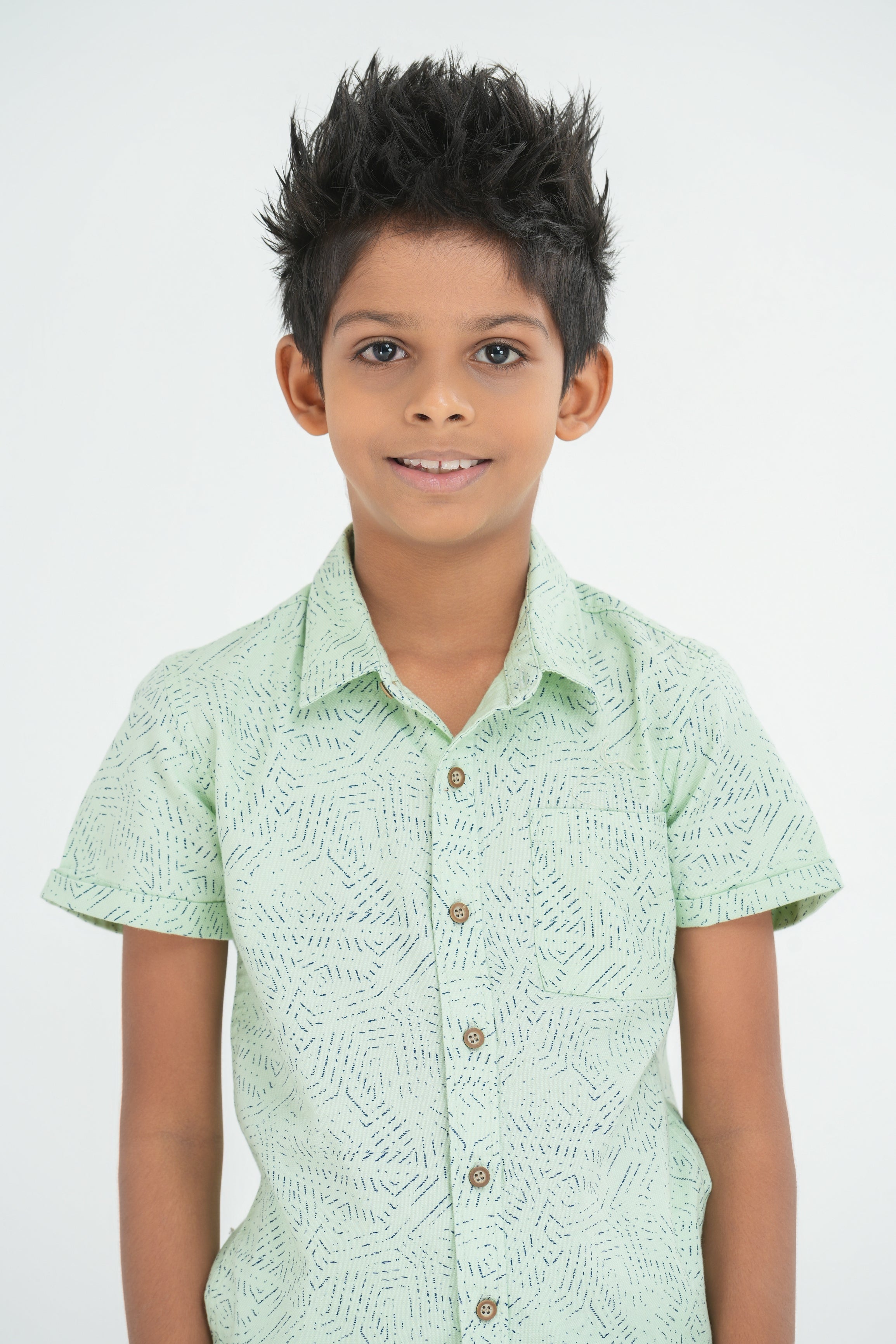 Kids' Linen Cotton Shirt & Shorts Set – Light Green | AnationZ Junior
