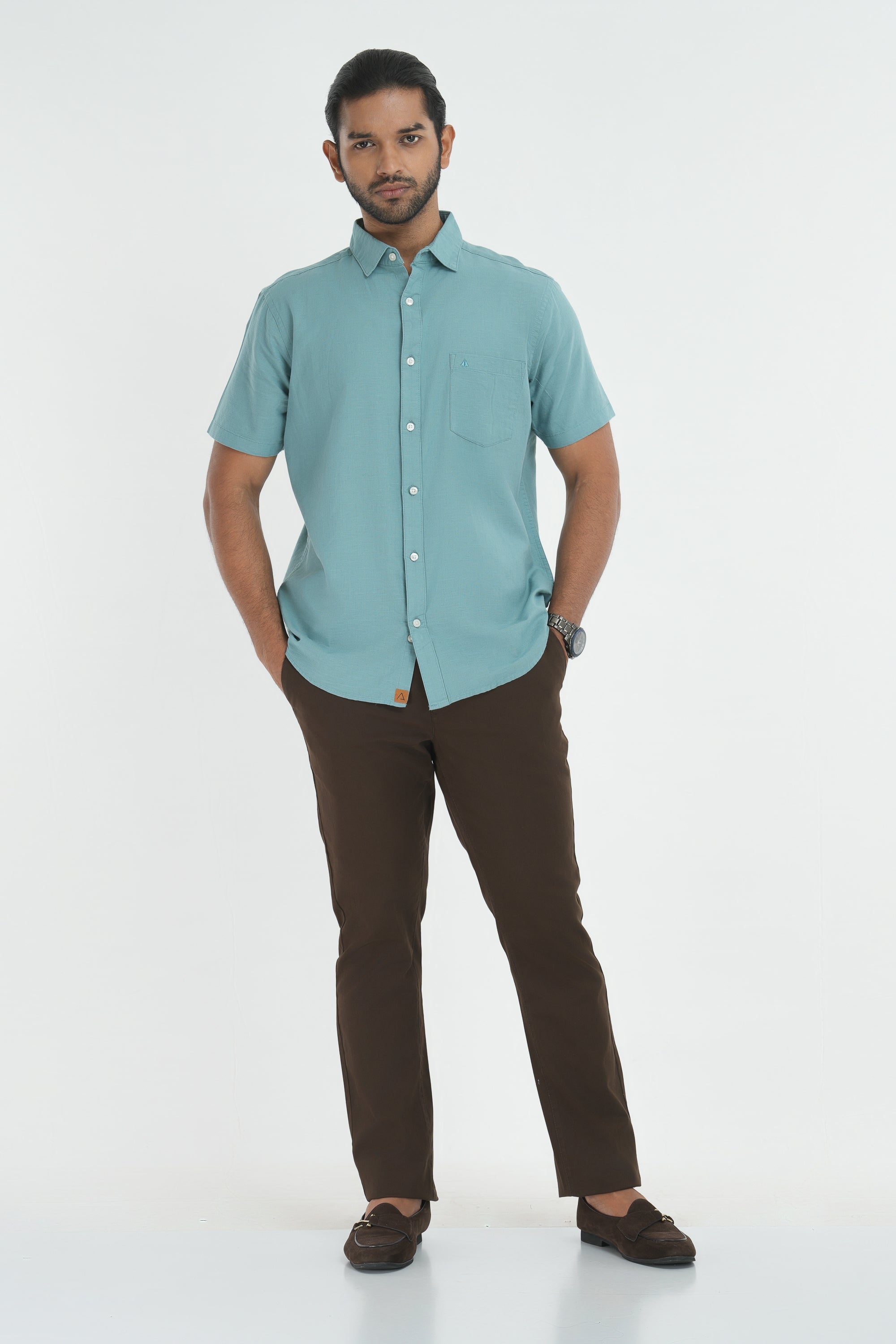 Linen Cotton Shirt - Teal