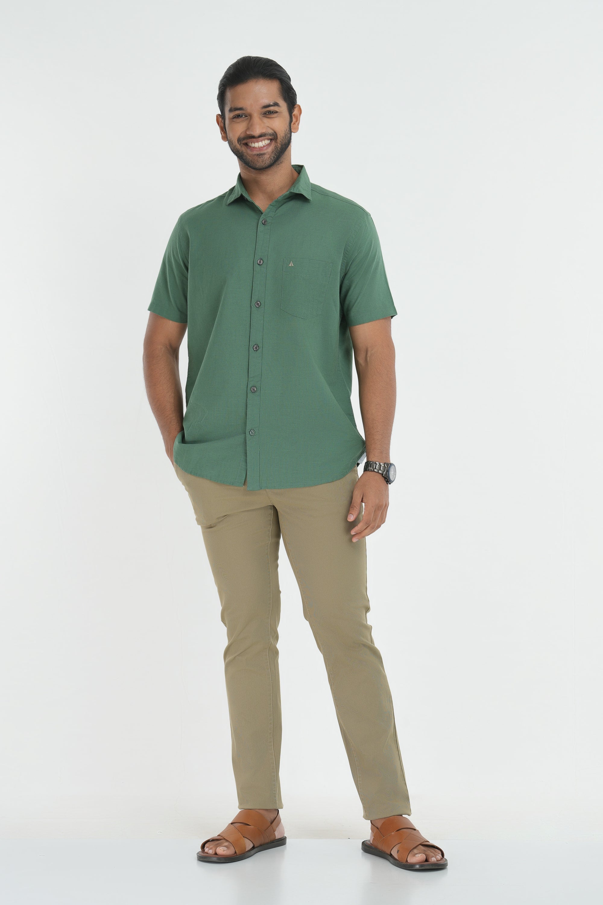 Linen Cotton Shirt - Green