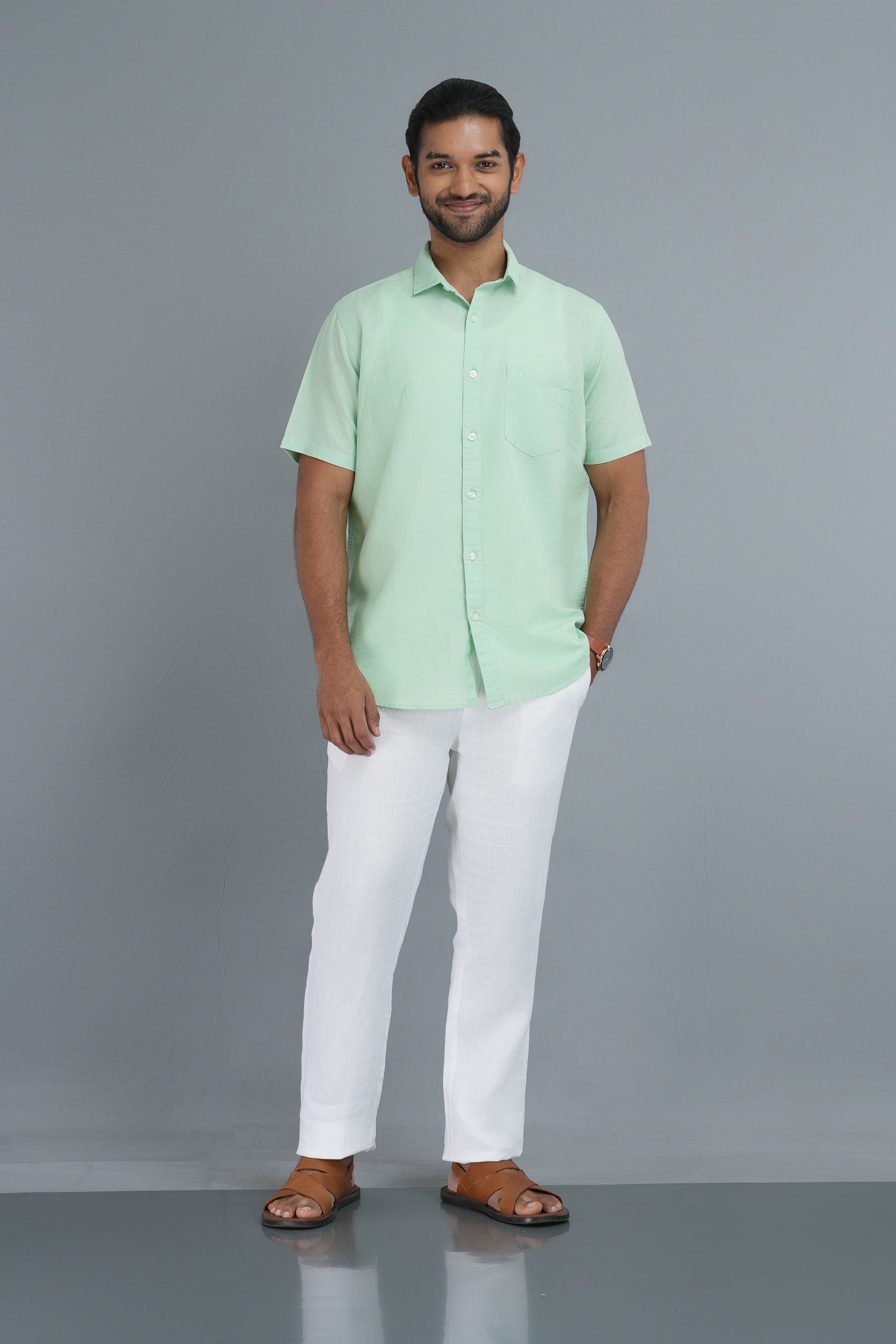 Linen Cotton Shirt - Jade