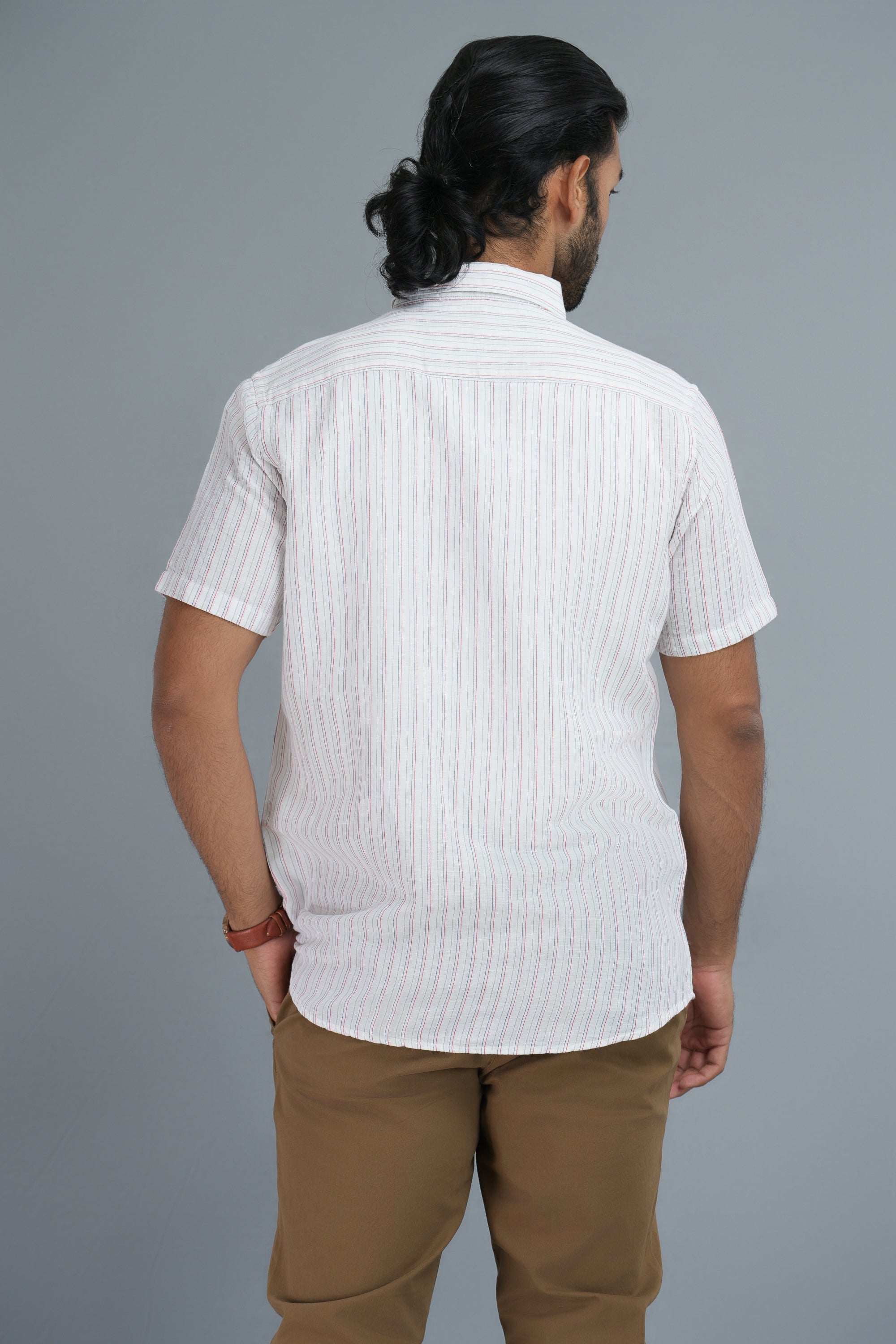 Linen Cotton Stripes Shirt - White