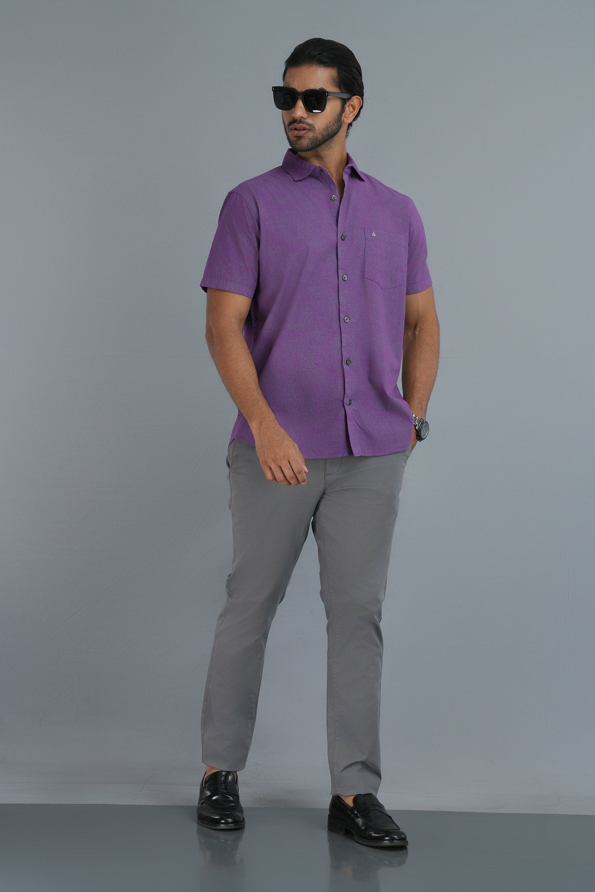 Printed Cotton Shirt - Purple