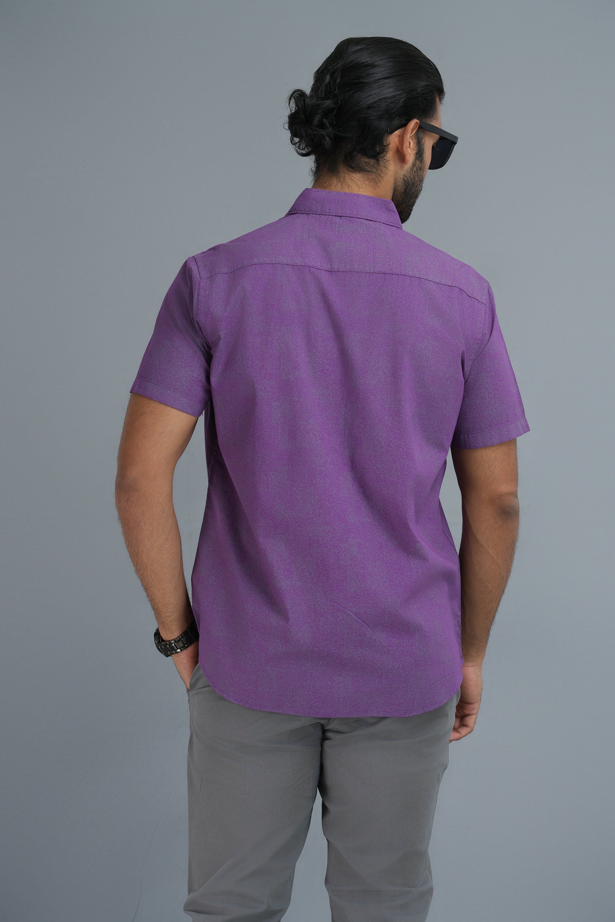 Printed Cotton Shirt - Purple