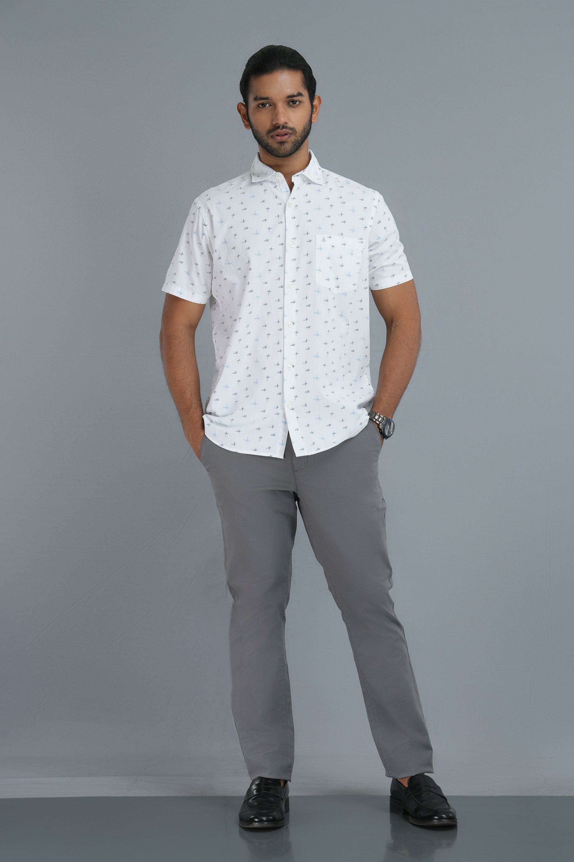 Printed Cotton Shirt - White