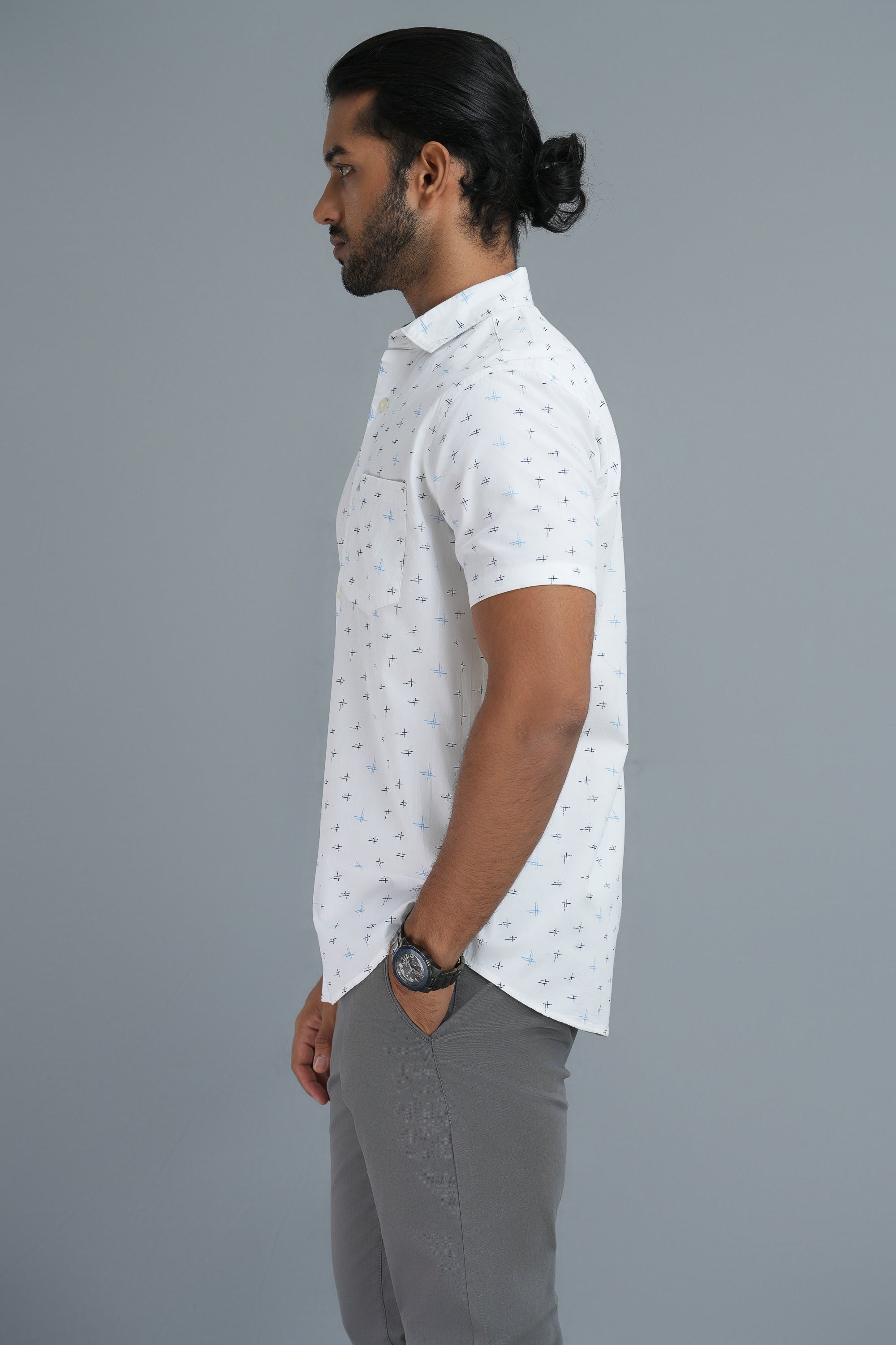 Printed Cotton Shirt - White