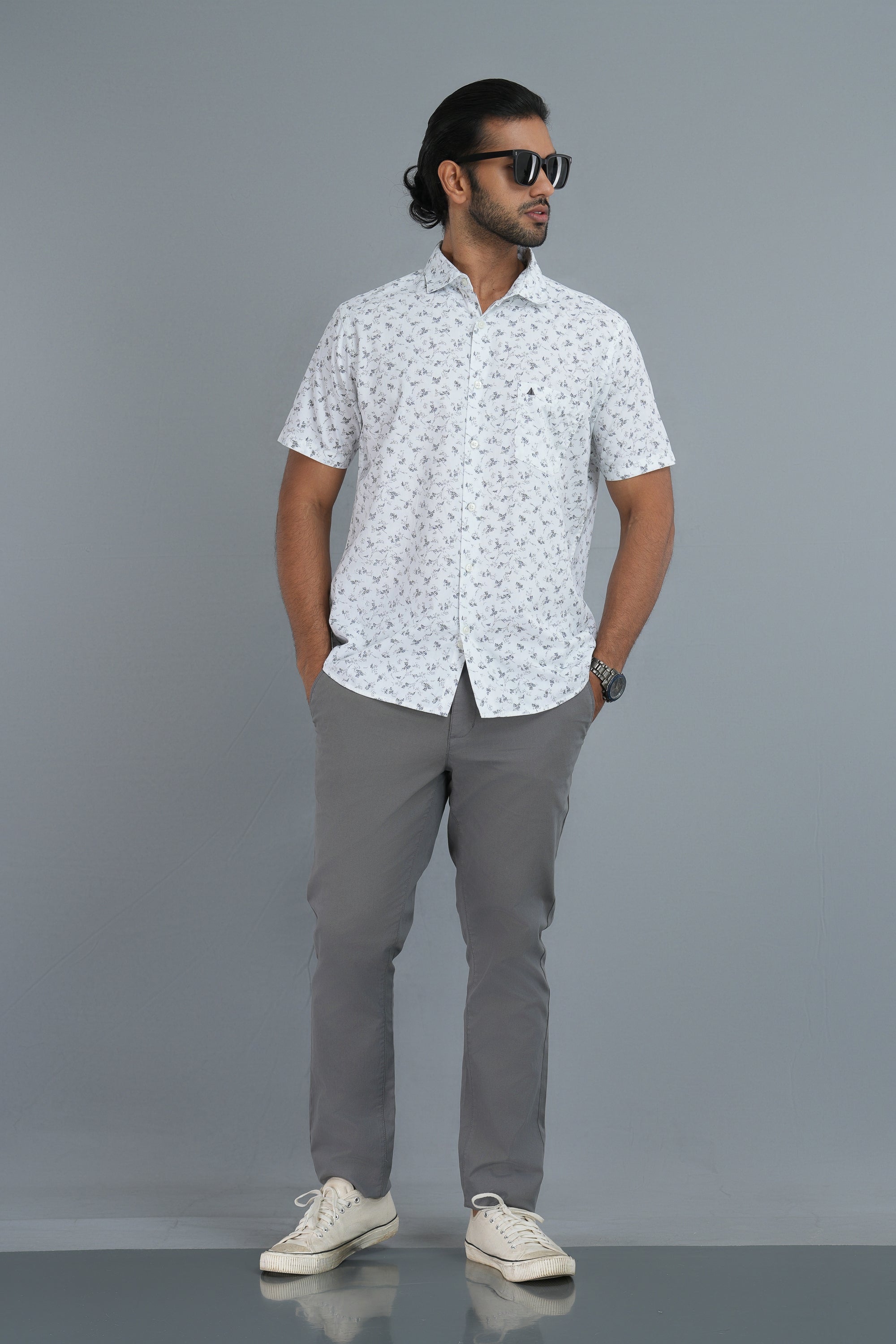 Printed Cotton Shirt - White