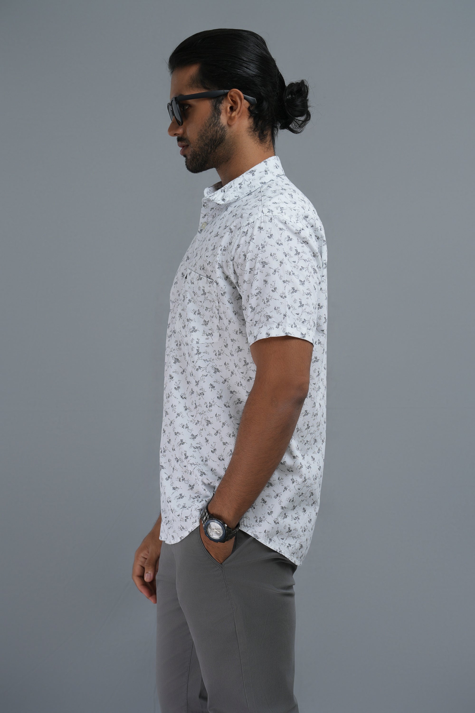 Printed Cotton Shirt - White