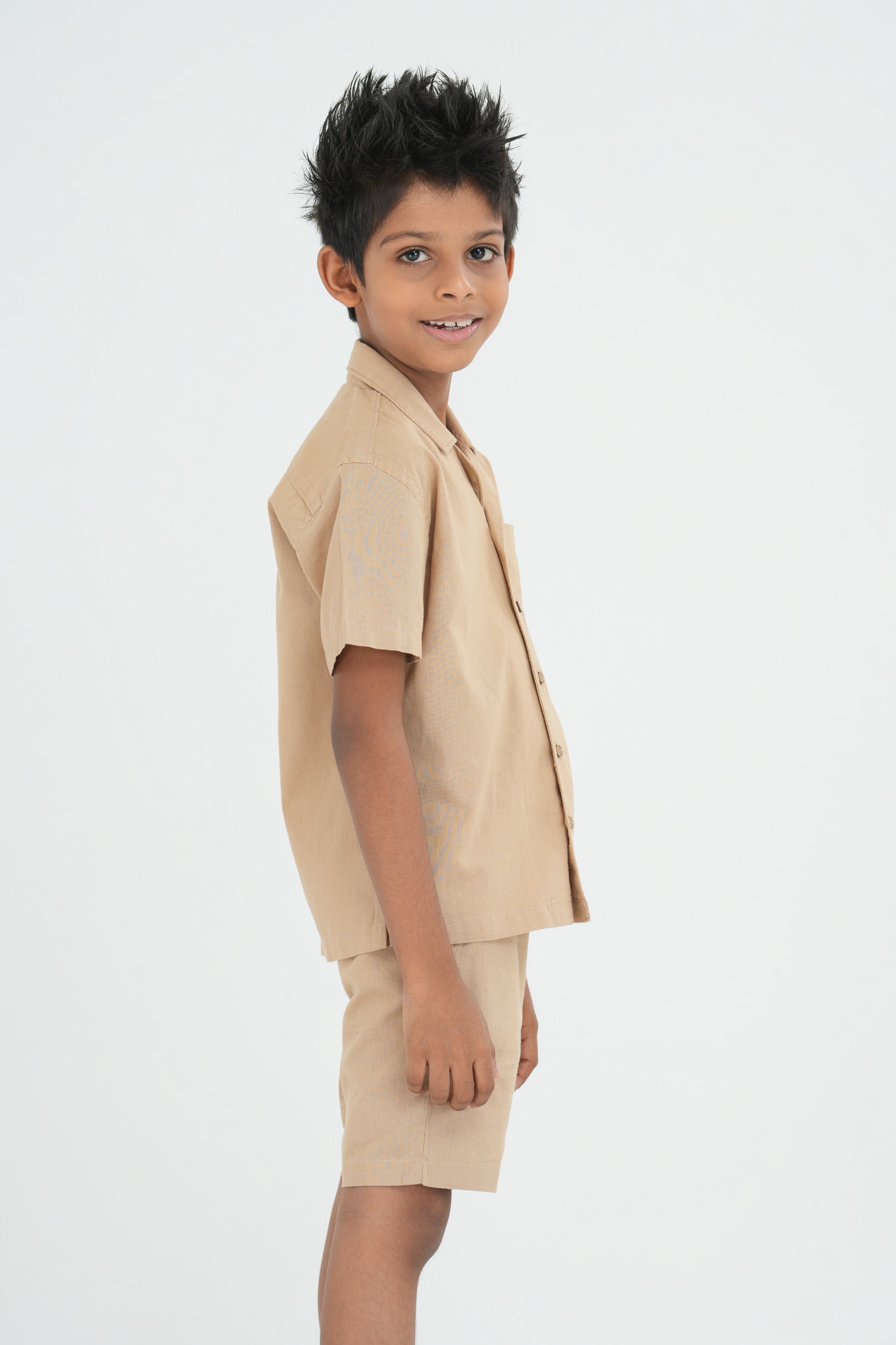 Kids' Linen Co-ord Set – Camel Beige | AnationZ Junior