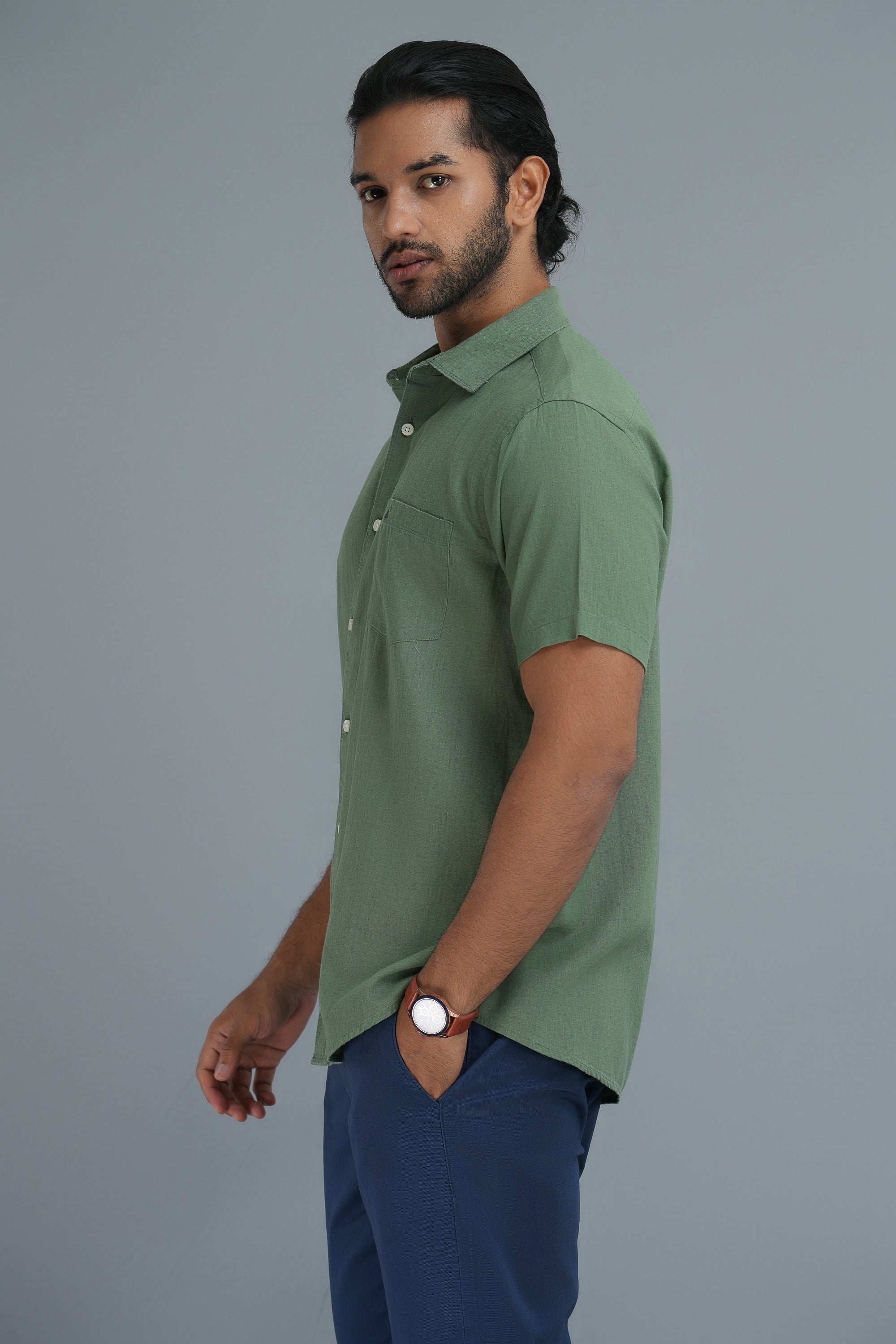 Linen Cotton Shirt - Pastel Olive