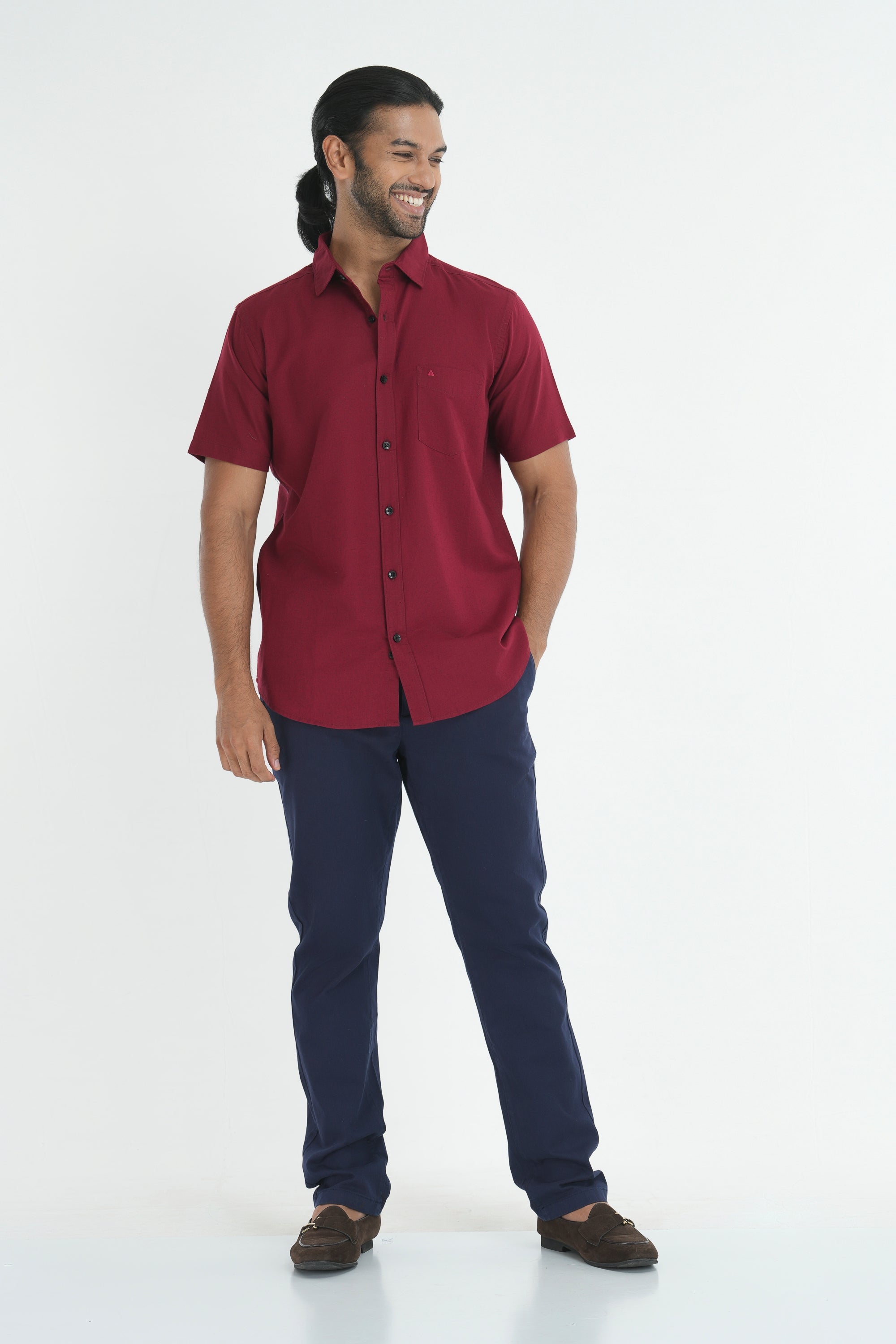 Linen Cotton Shirt - Maroon