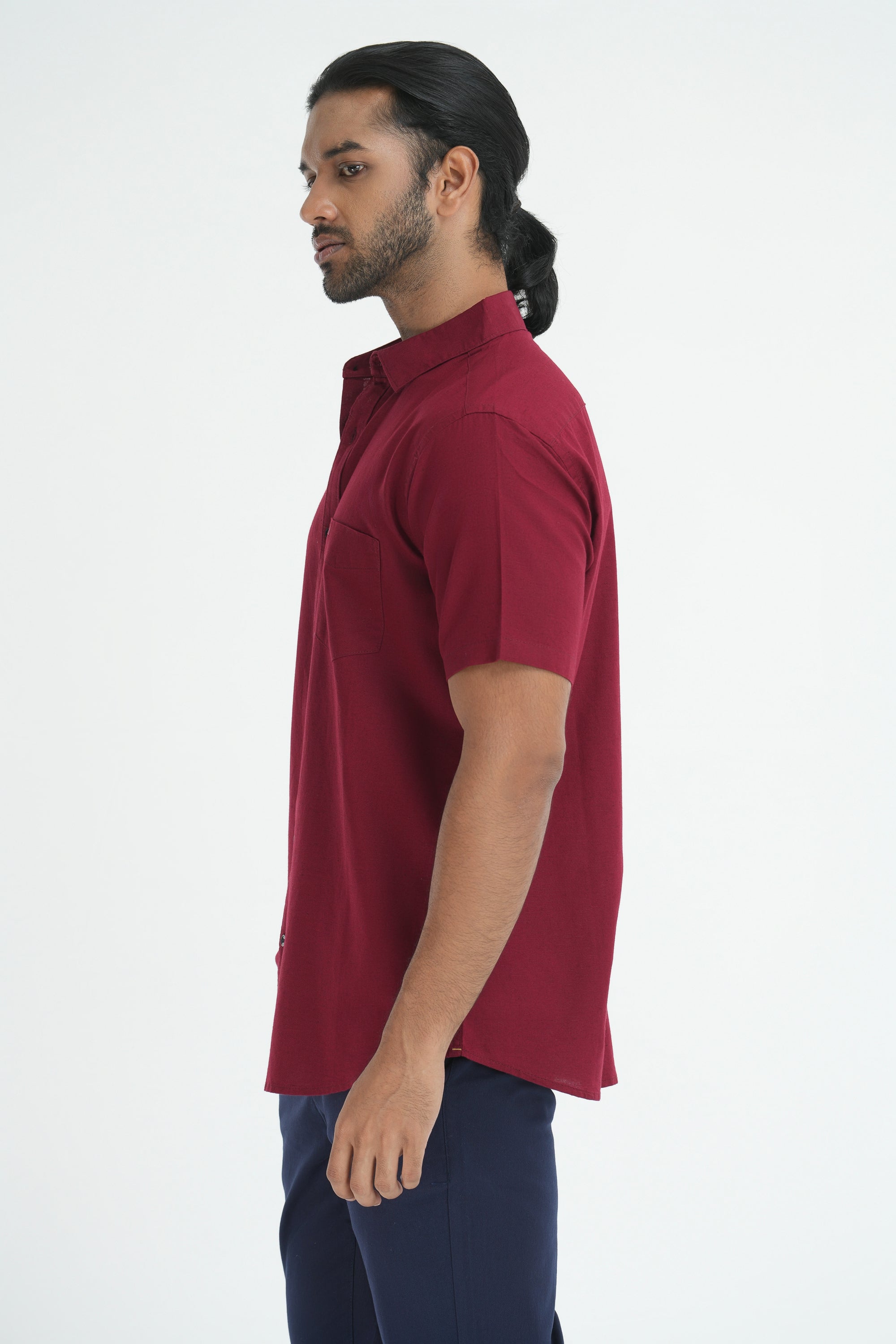 Linen Cotton Shirt - Maroon