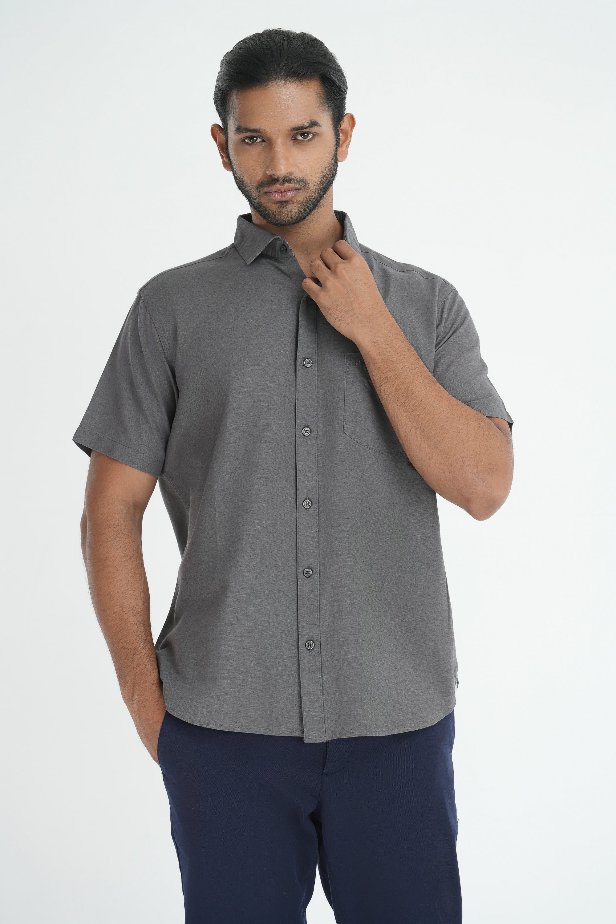 Linen Cotton Shirt - Grey