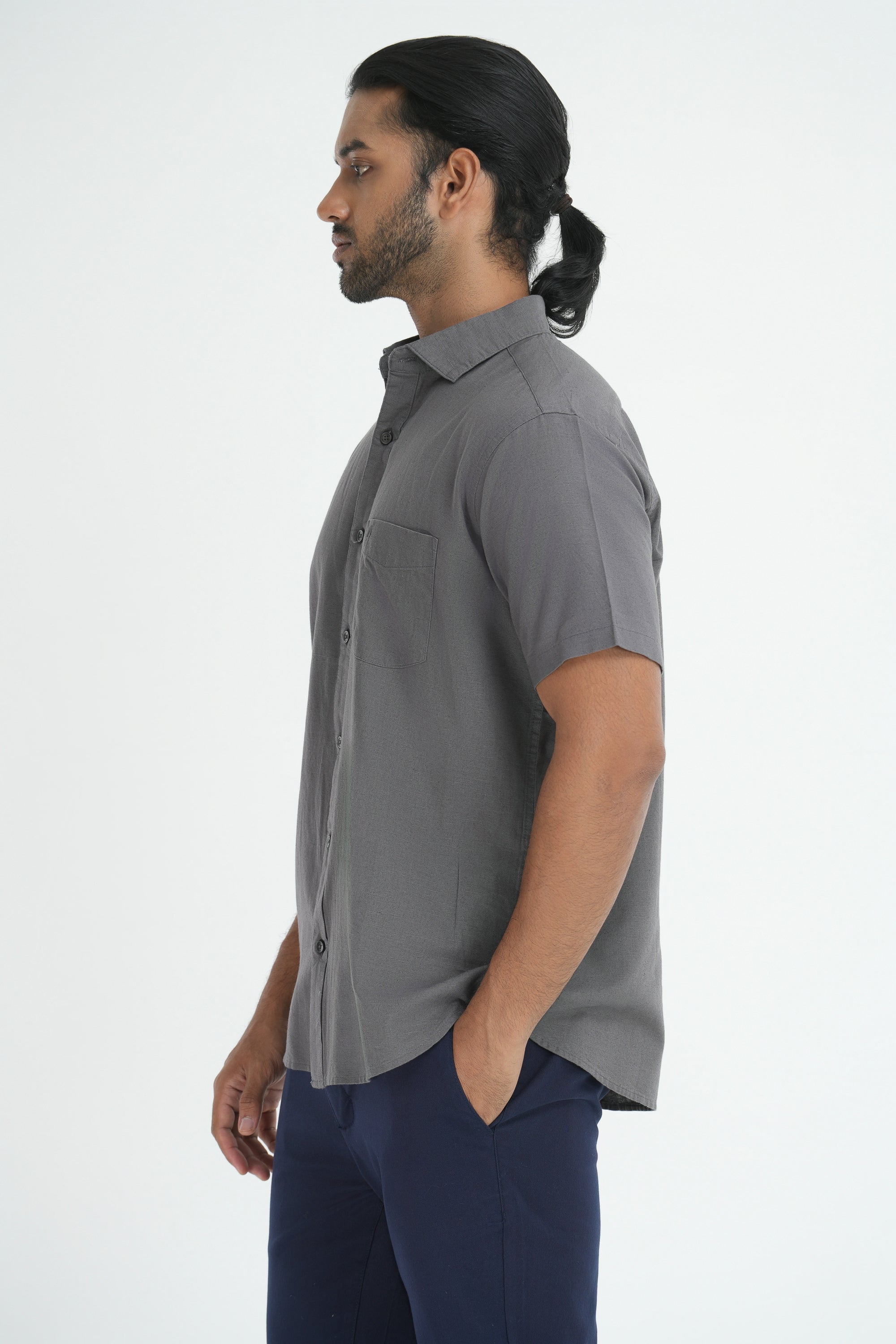 Linen Cotton Shirt - Grey