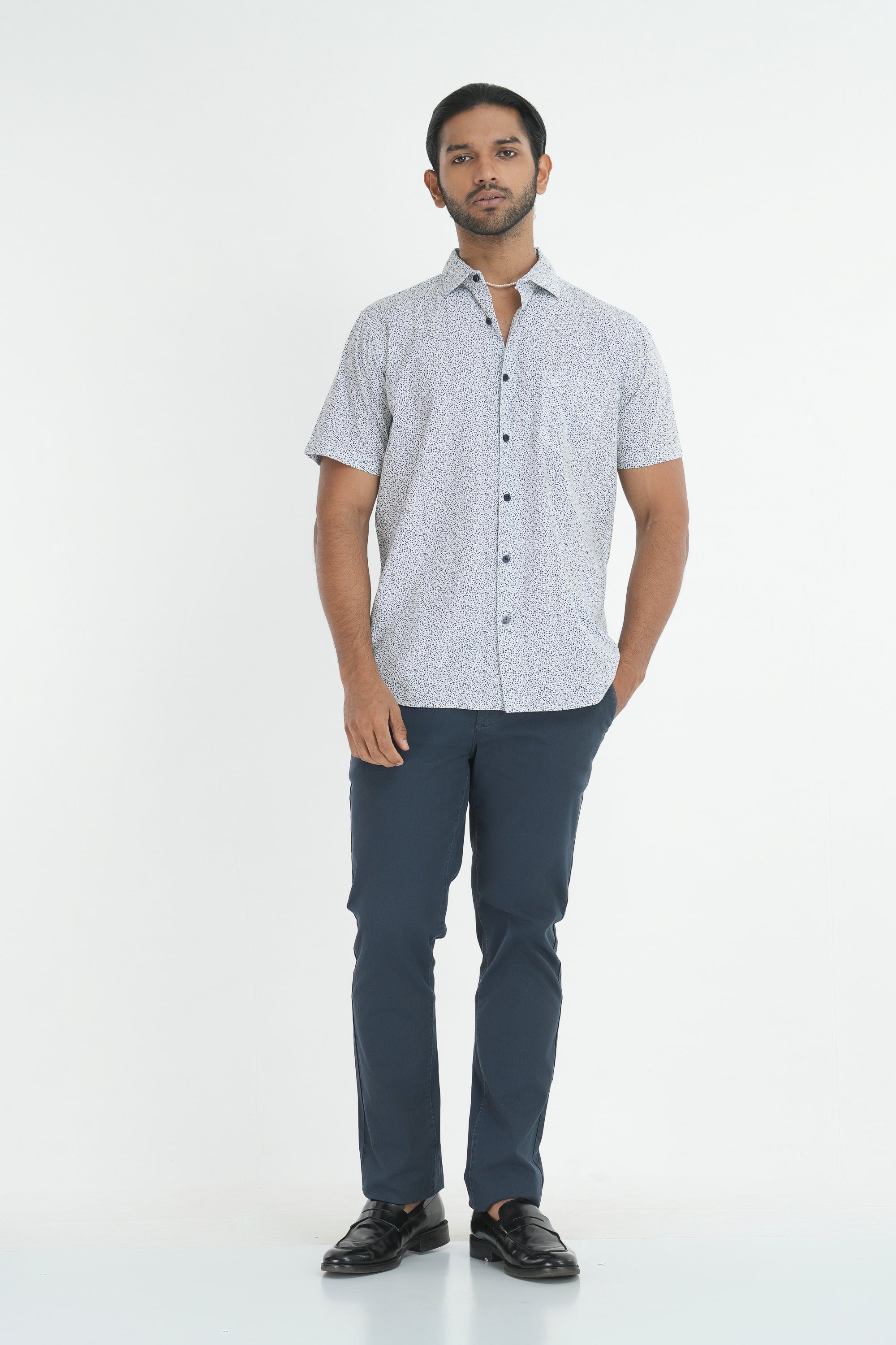 Printed Cotton Shirt - White