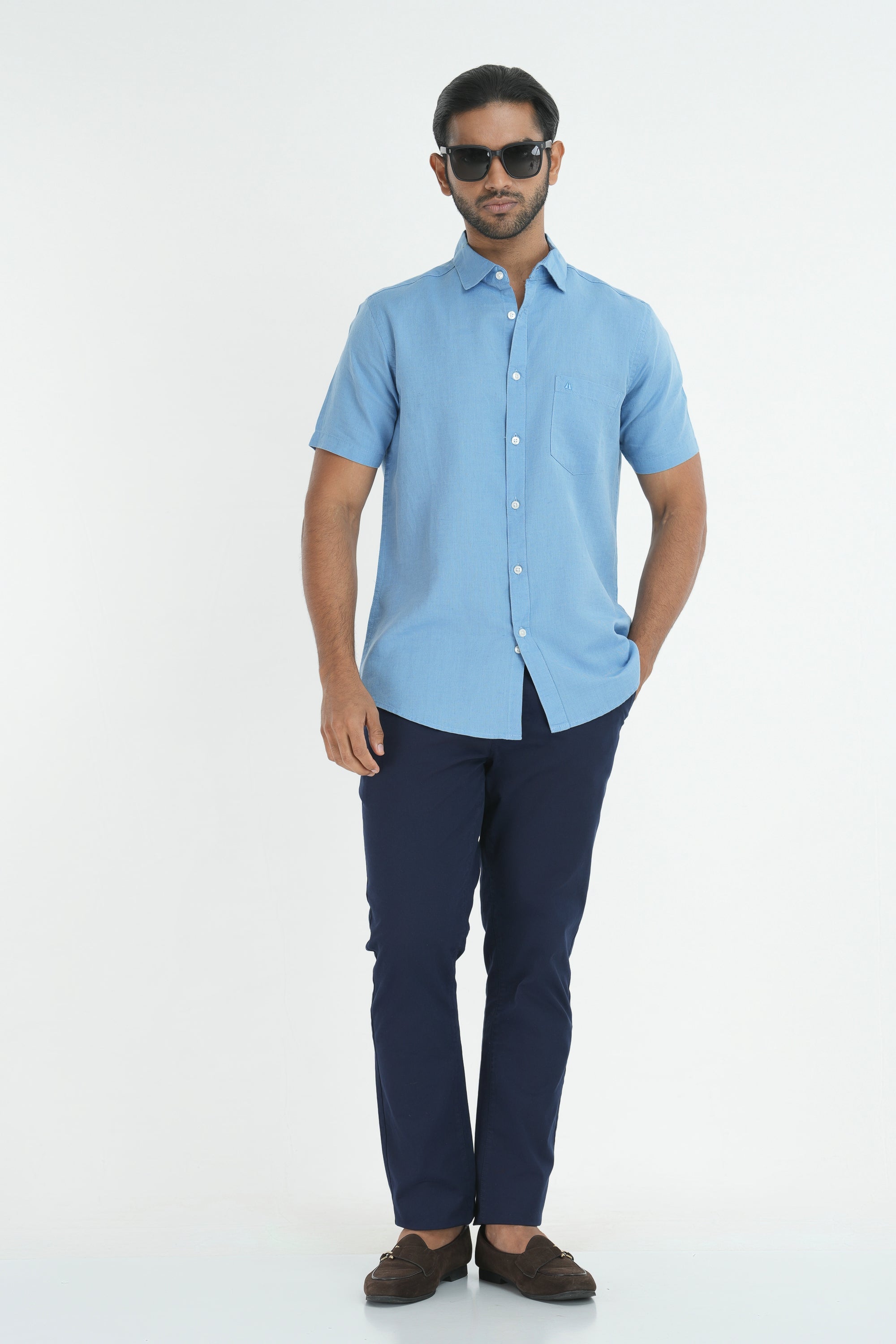 Linen Cotton Shirt - Sky Blue