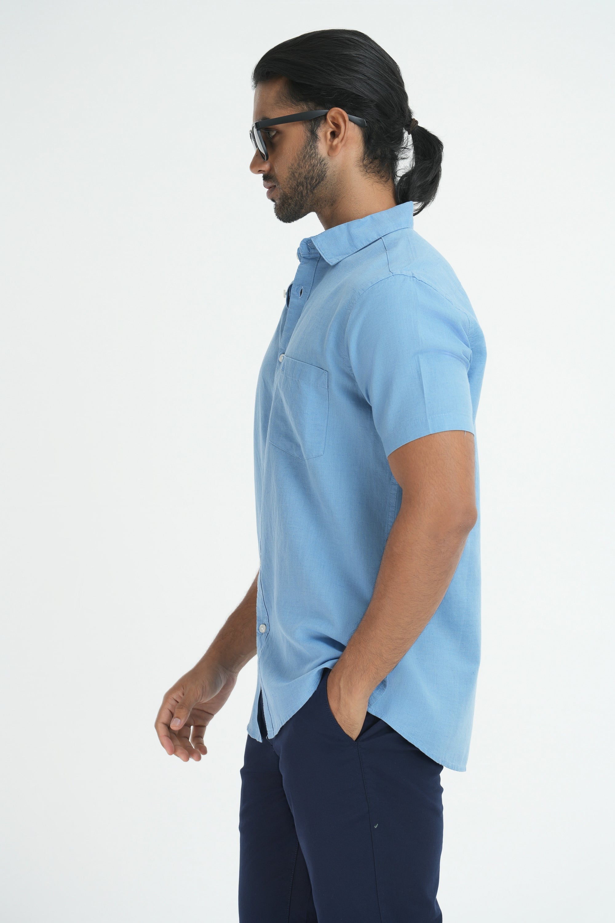 Linen Cotton Shirt - Sky Blue