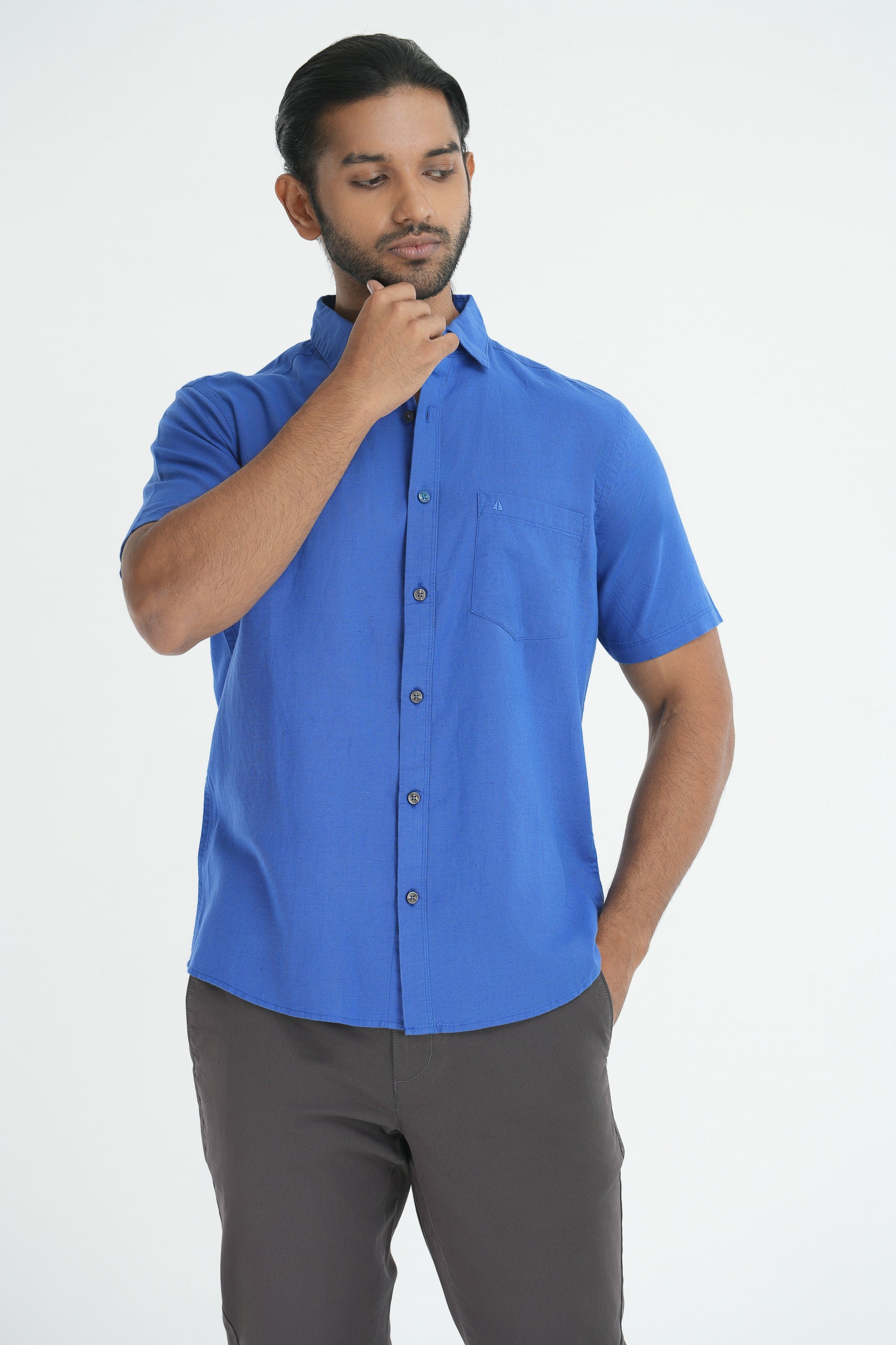 Linen Cotton Shirt - Azure Blue