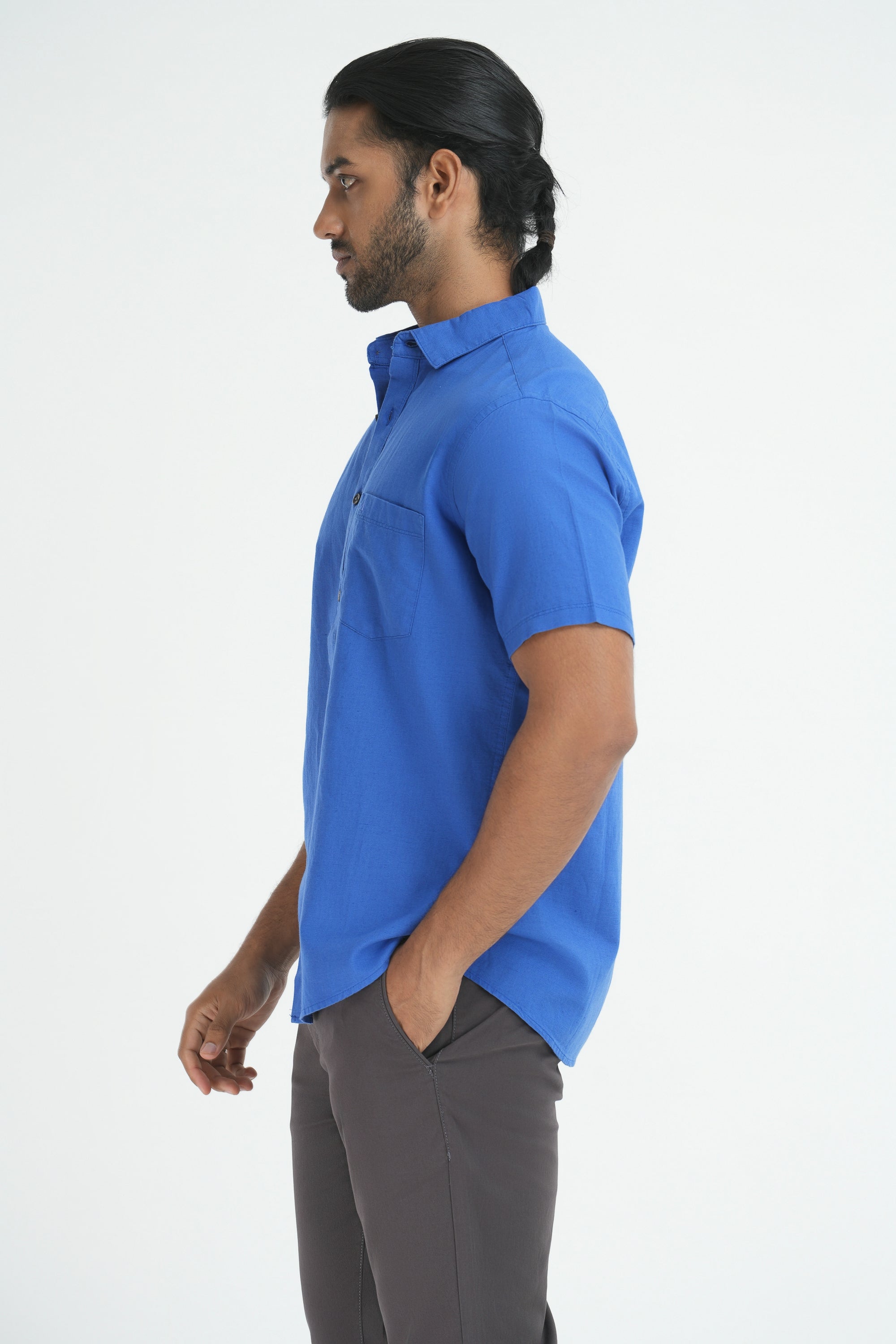 Linen Cotton Shirt - Azure Blue