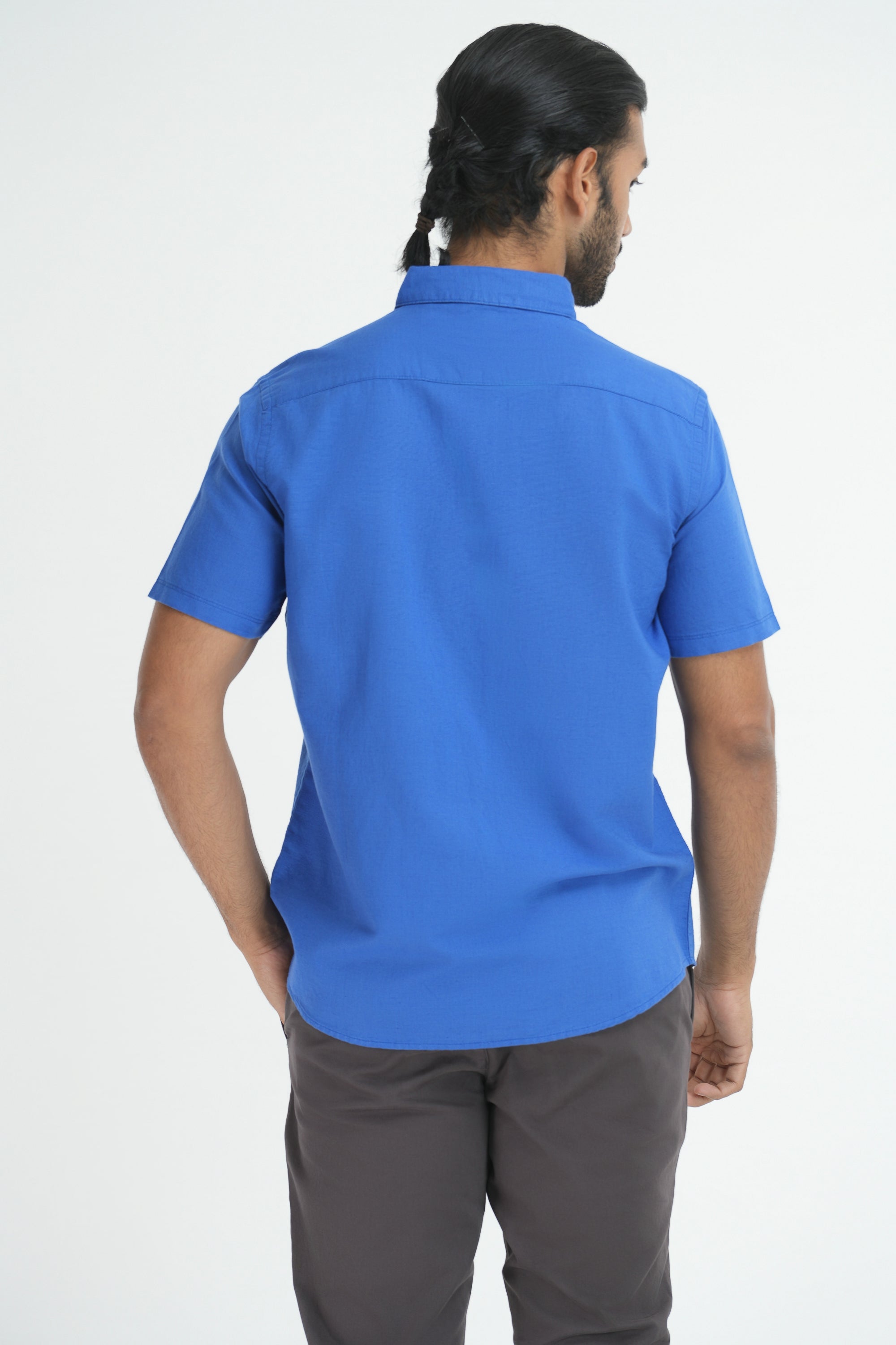 Linen Cotton Shirt - Azure Blue