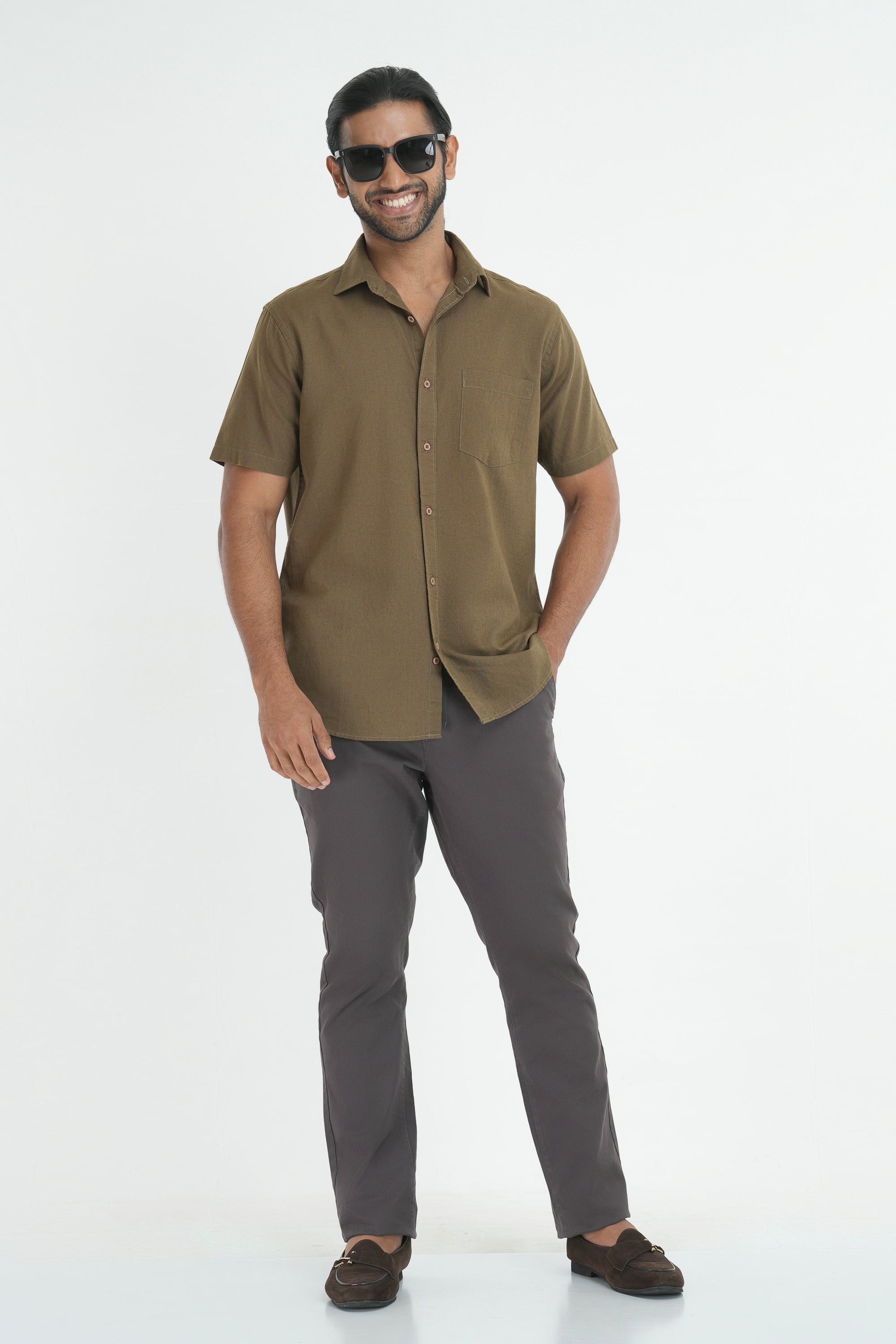 Linen Cotton Shirt - Khaki