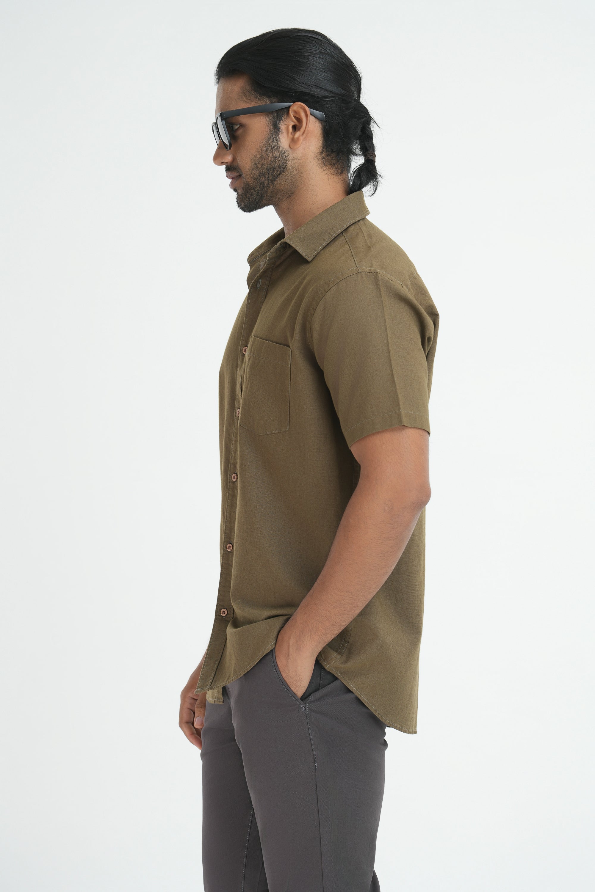 Linen Cotton Shirt - Khaki