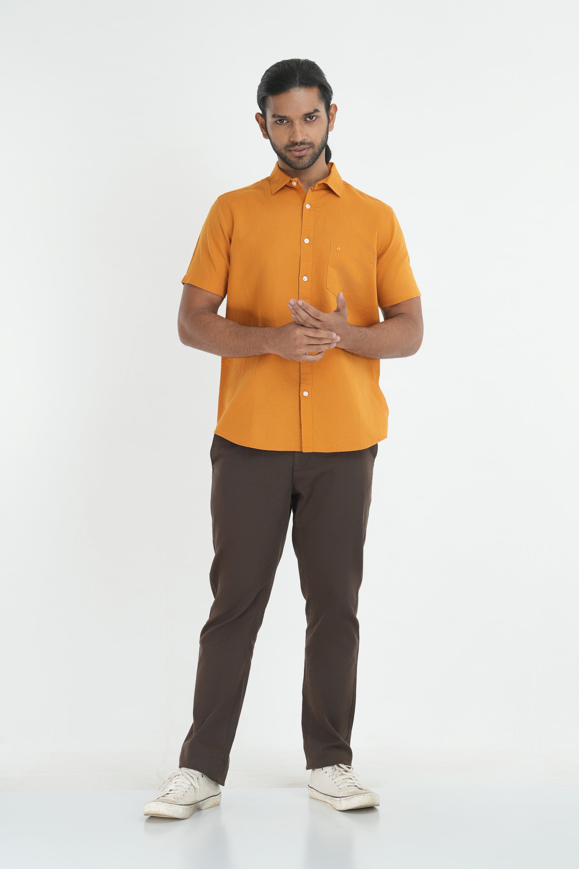 Linen Cotton Shirt - Orange