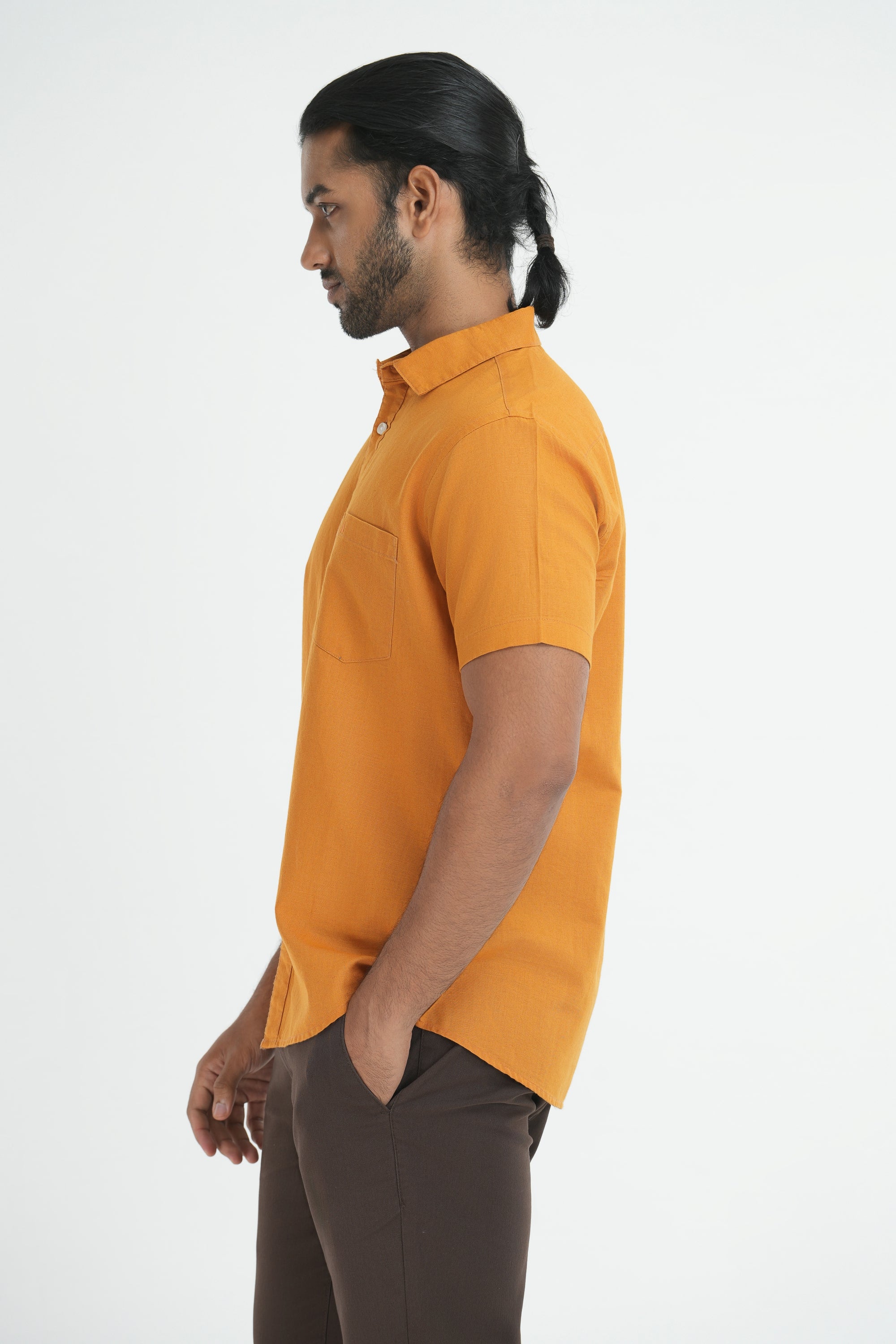 Linen Cotton Shirt - Orange