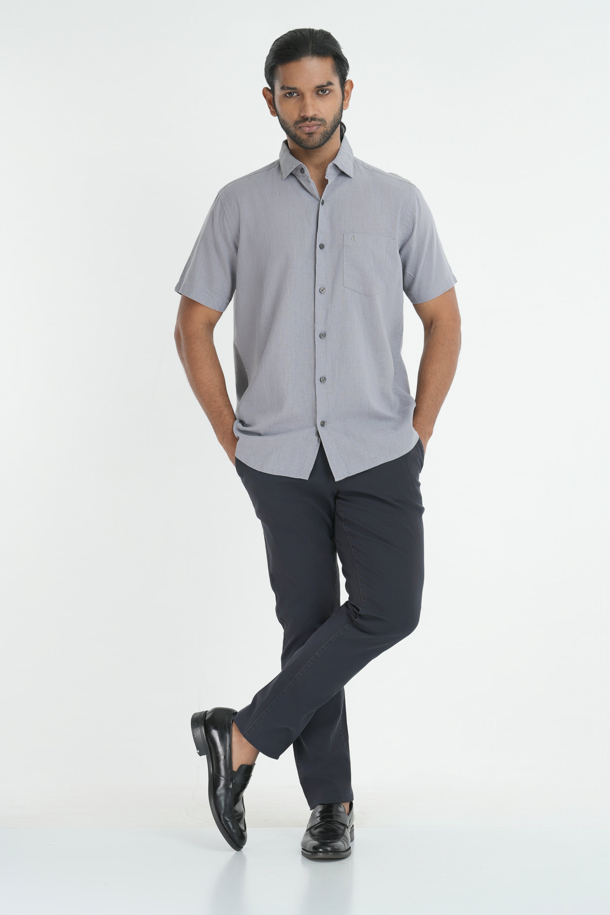 Linen Cotton Shirt - Light Grey