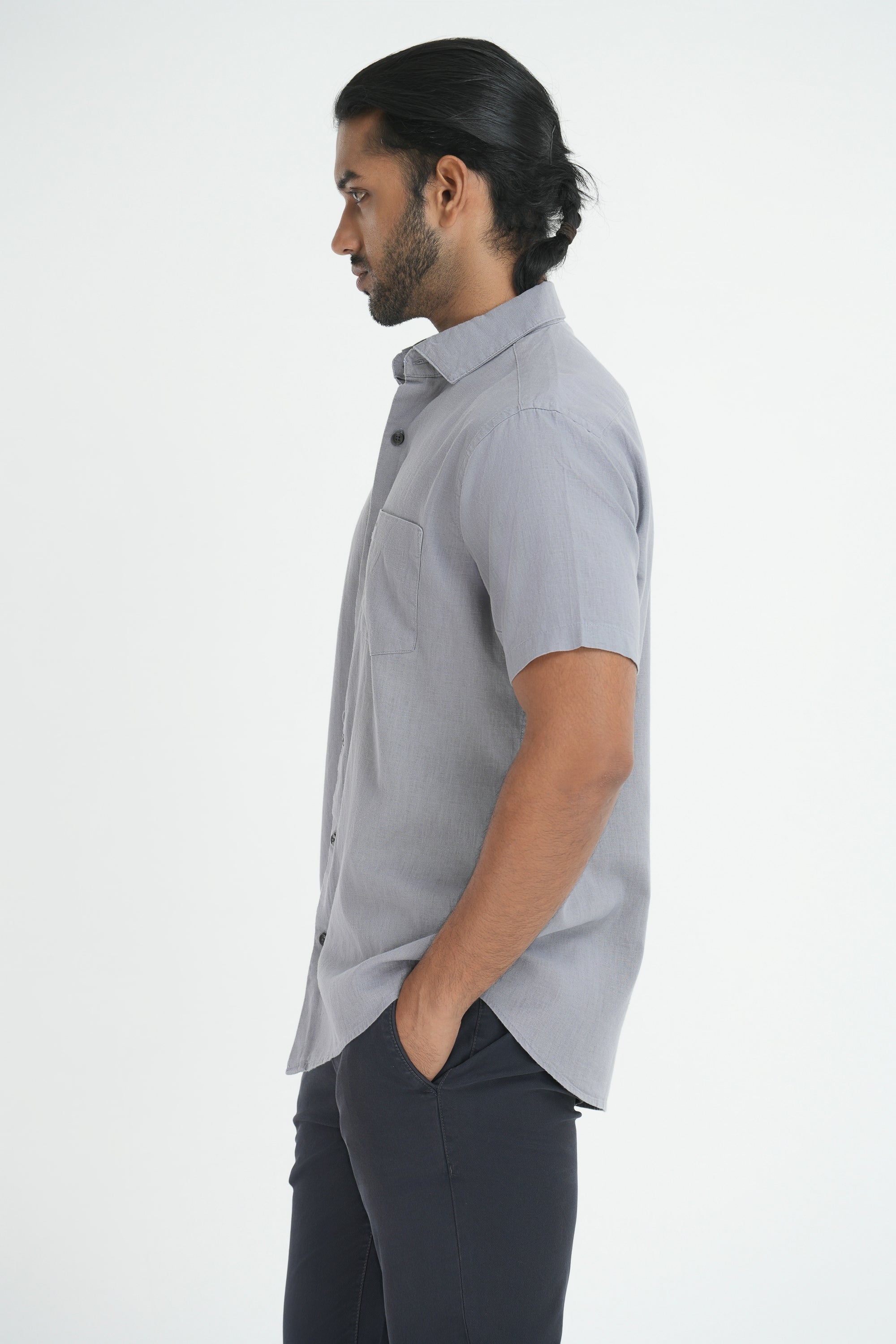 Linen Cotton Shirt - Light Grey