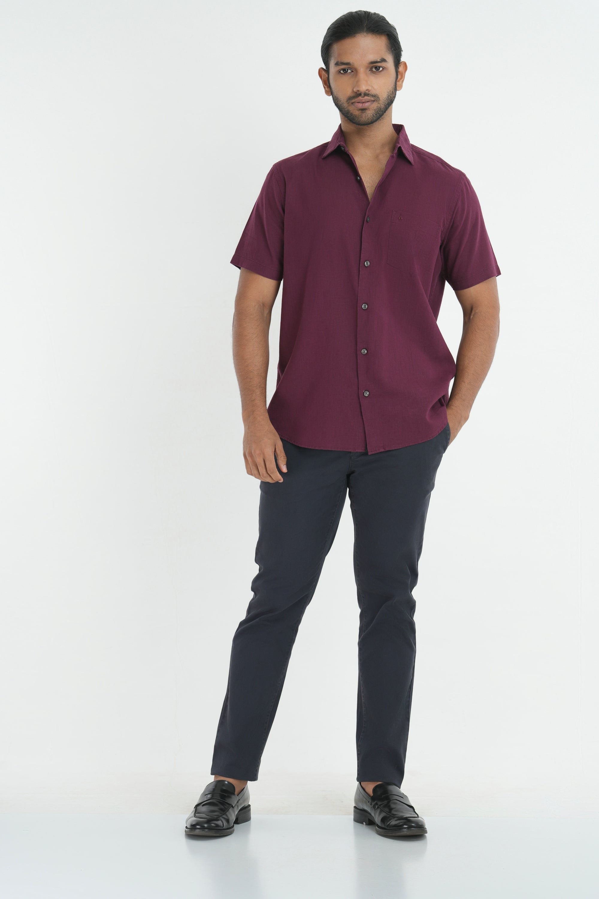 Linen Cotton Shirt - Marroon