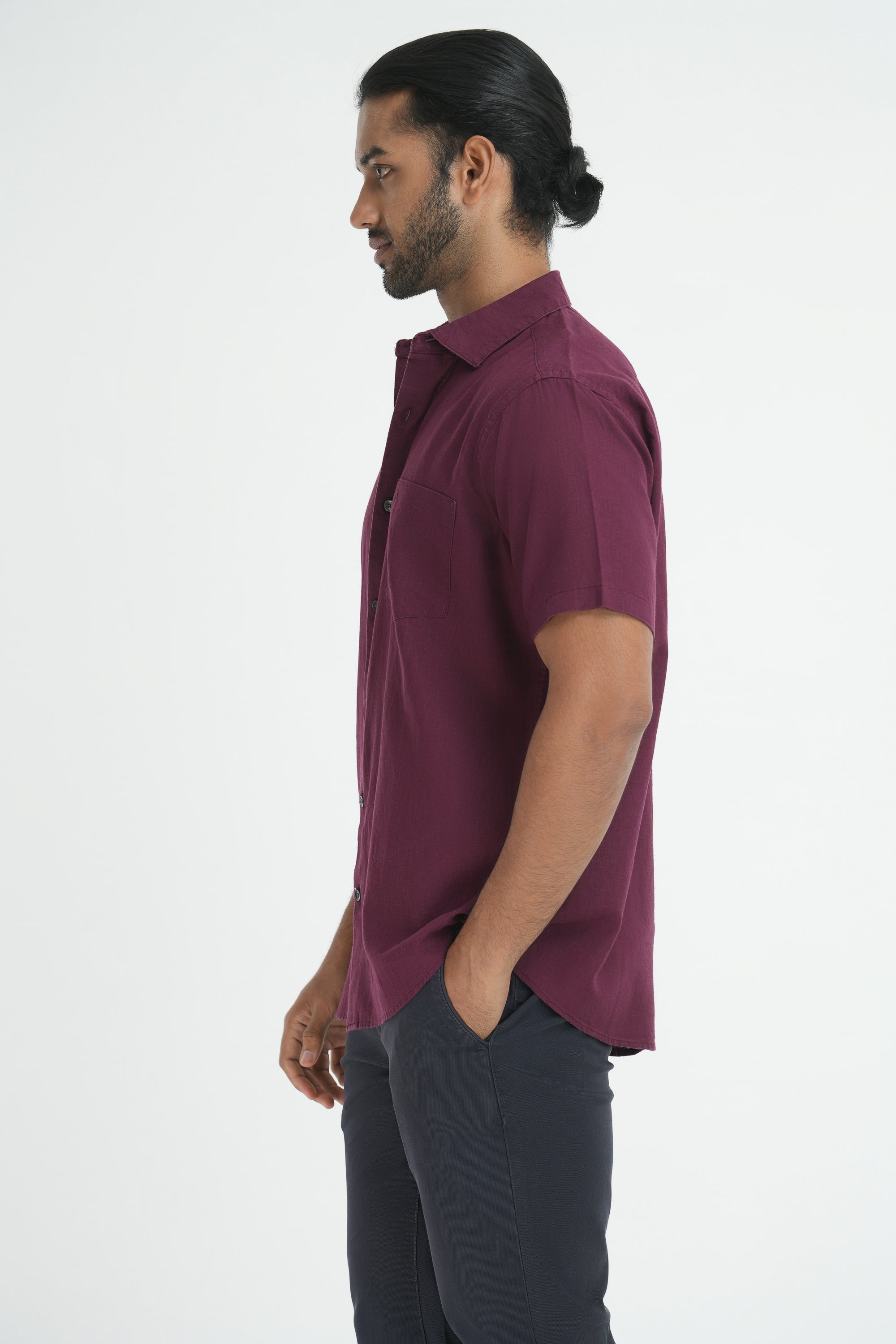 Linen Cotton Shirt - Marroon