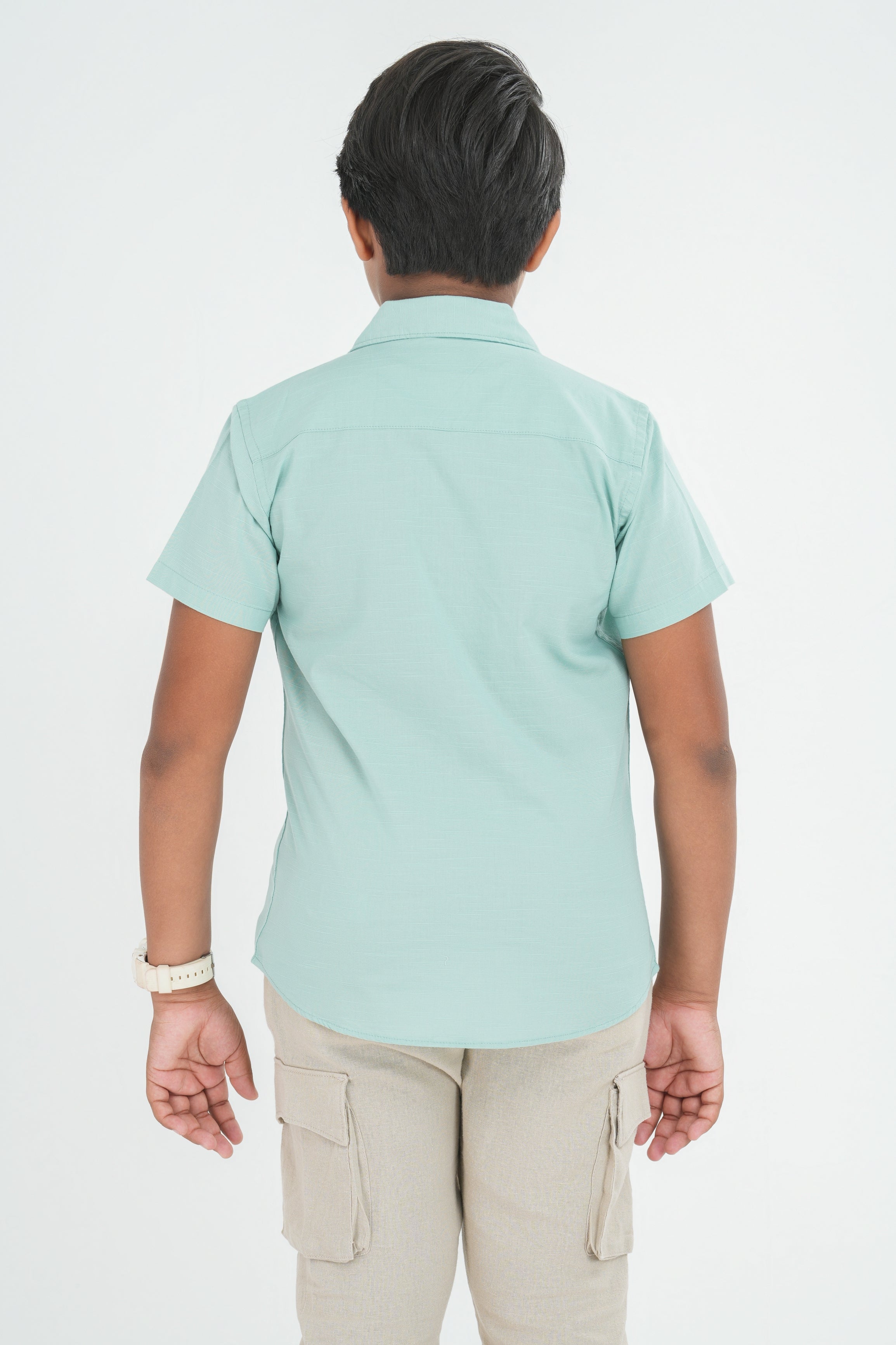 Kids' Cotton Shirt with Double Pocket Flap – Moss Green | AnationZ Junior