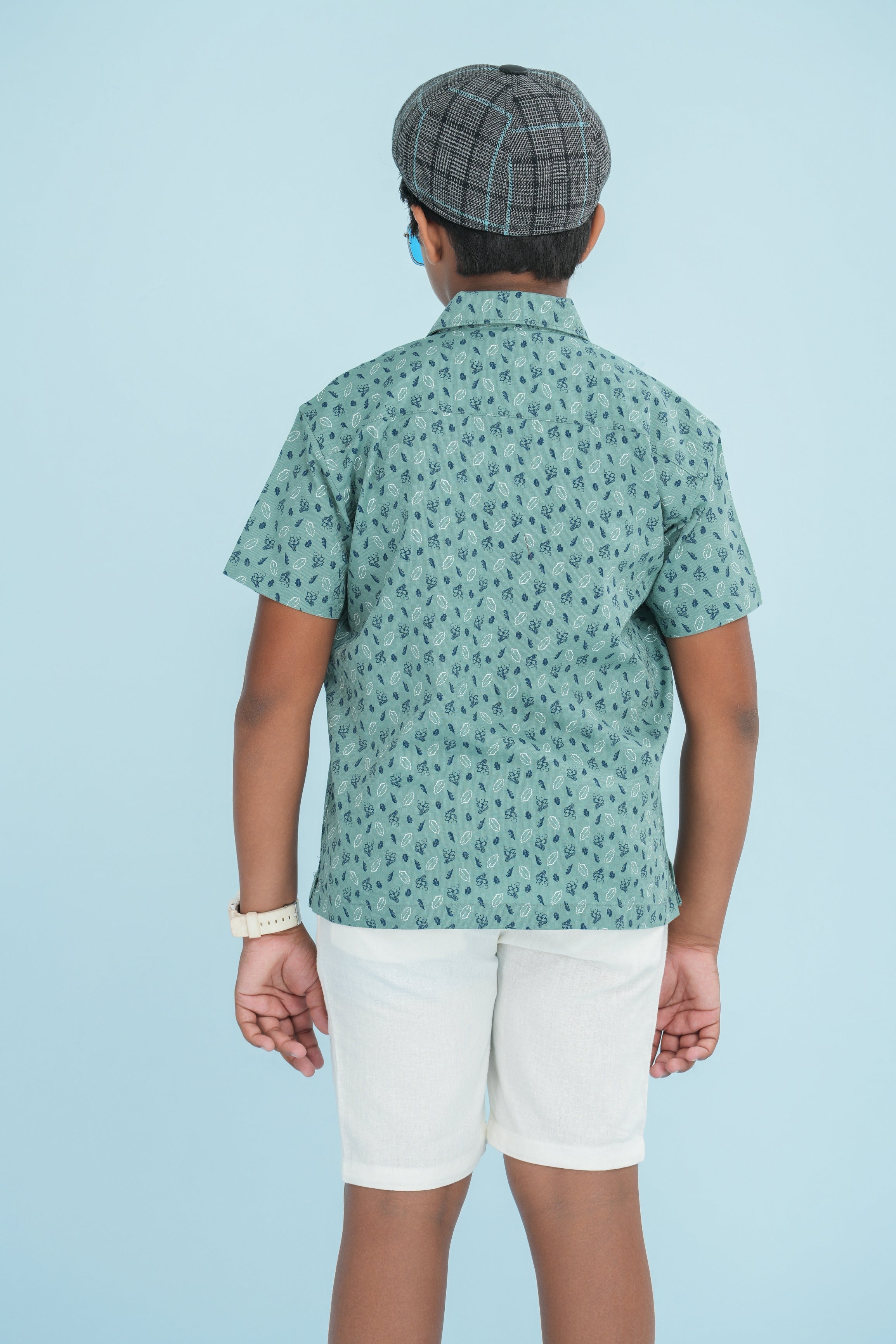 Kids’ Printed Shirt – Olive Leaf Sketch | AnationZ Junior