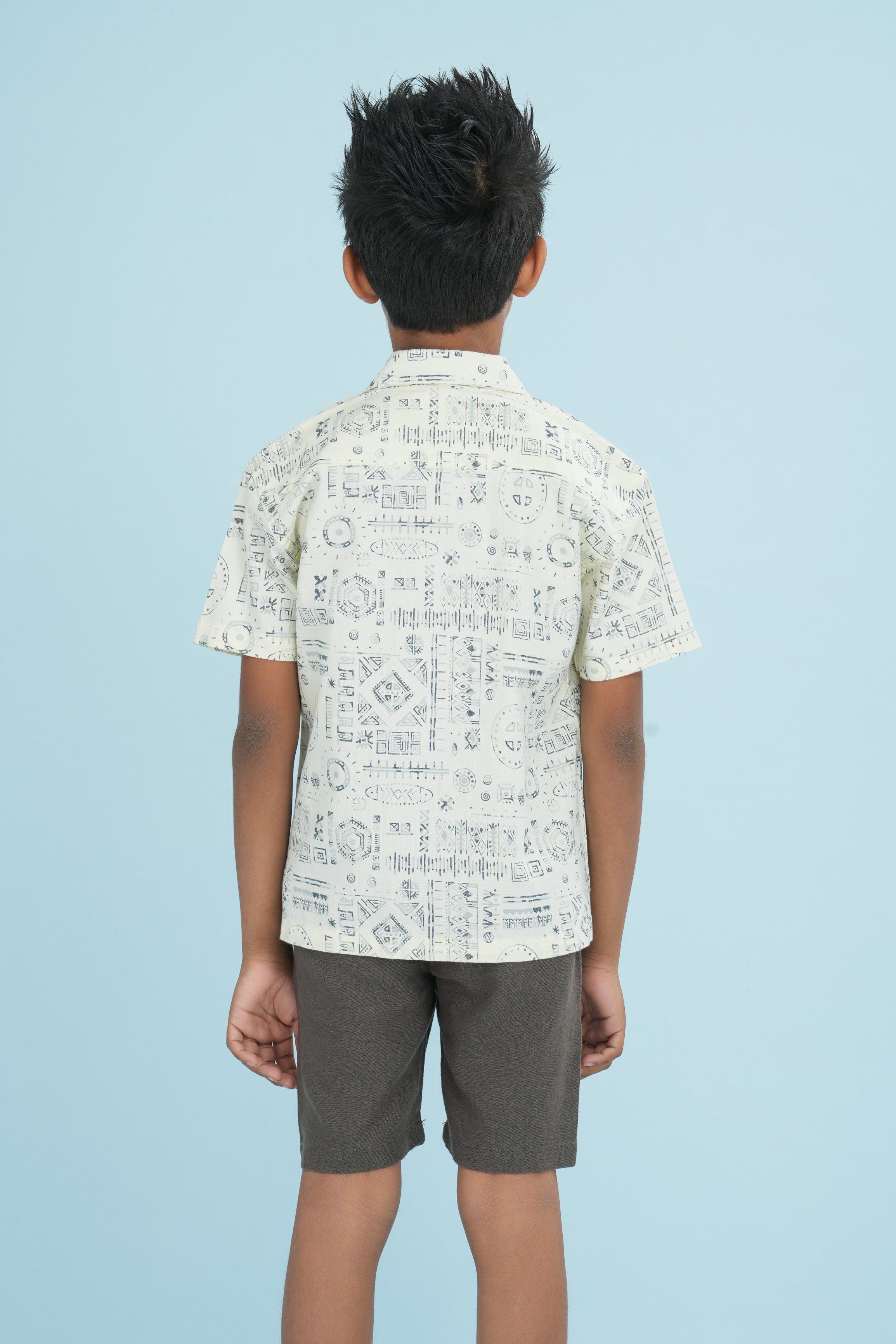 Kids’ Printed Shirt – Cream Aztec | AnationZ Junior