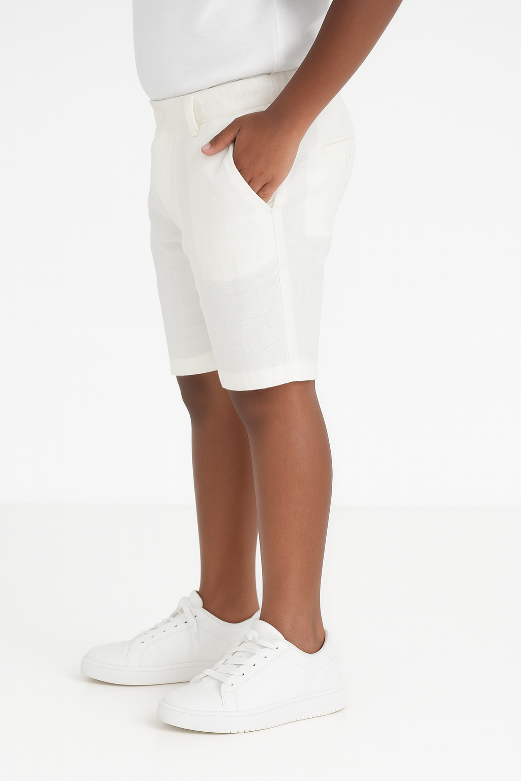 Kids' Linen Rayon Regular Shorts – White | AnationZ Junior