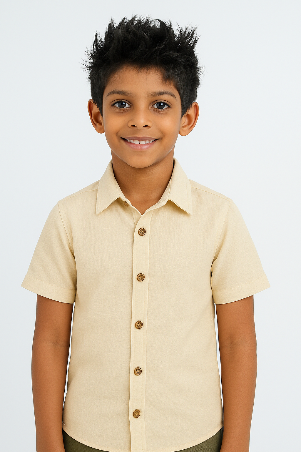 Kids' Linen Cuban Collar Shirt – Muted Peach | AnationZ Junior