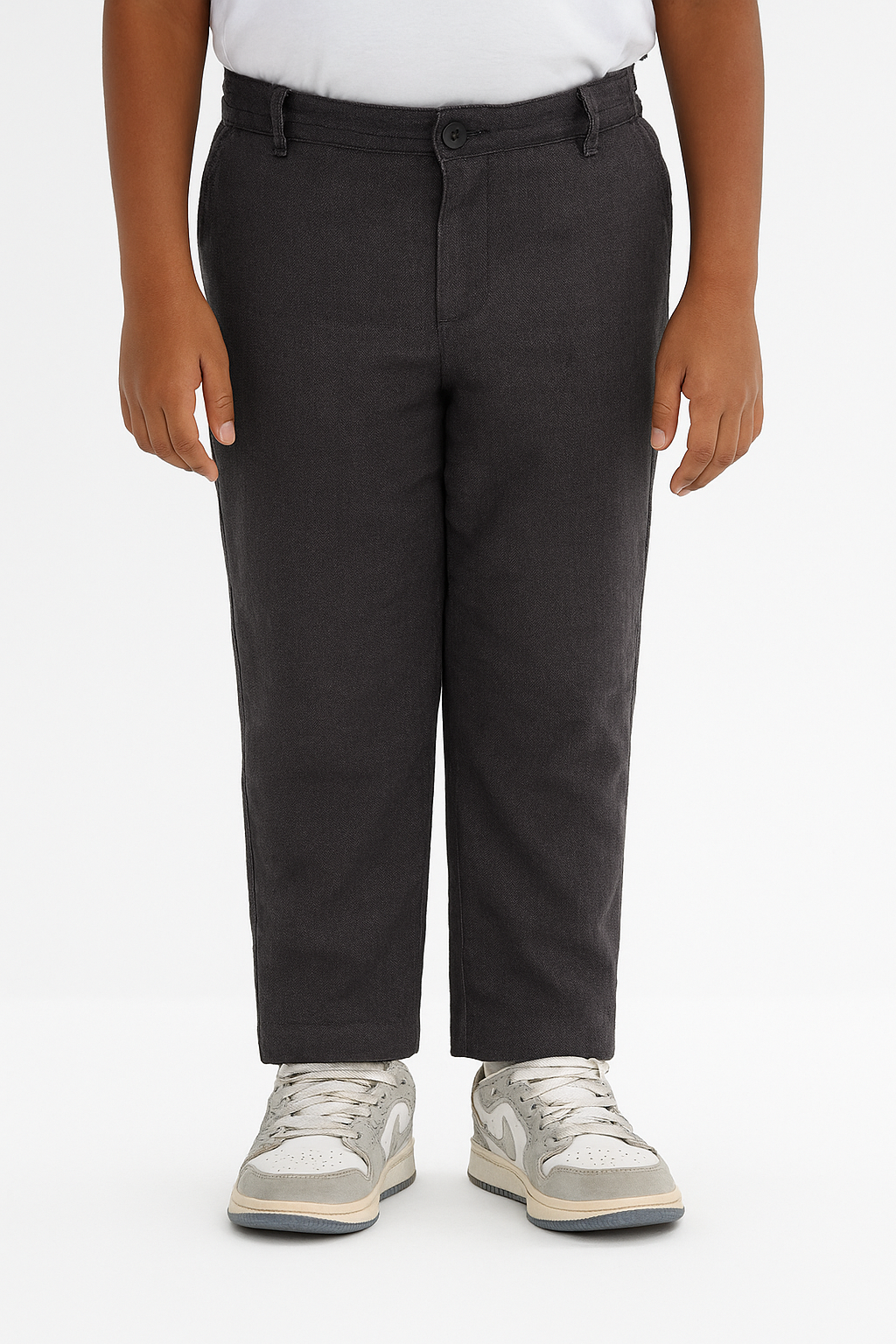 Kids' Linen Cotton Regular Pant – Dark Grey | AnationZ Junior