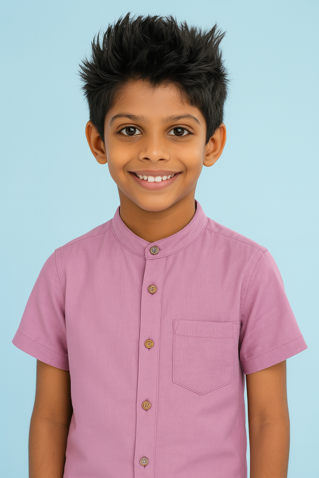 Kids' Linen Cuban Collar Shirt – Dusty Rose Pink | AnationZ Junior