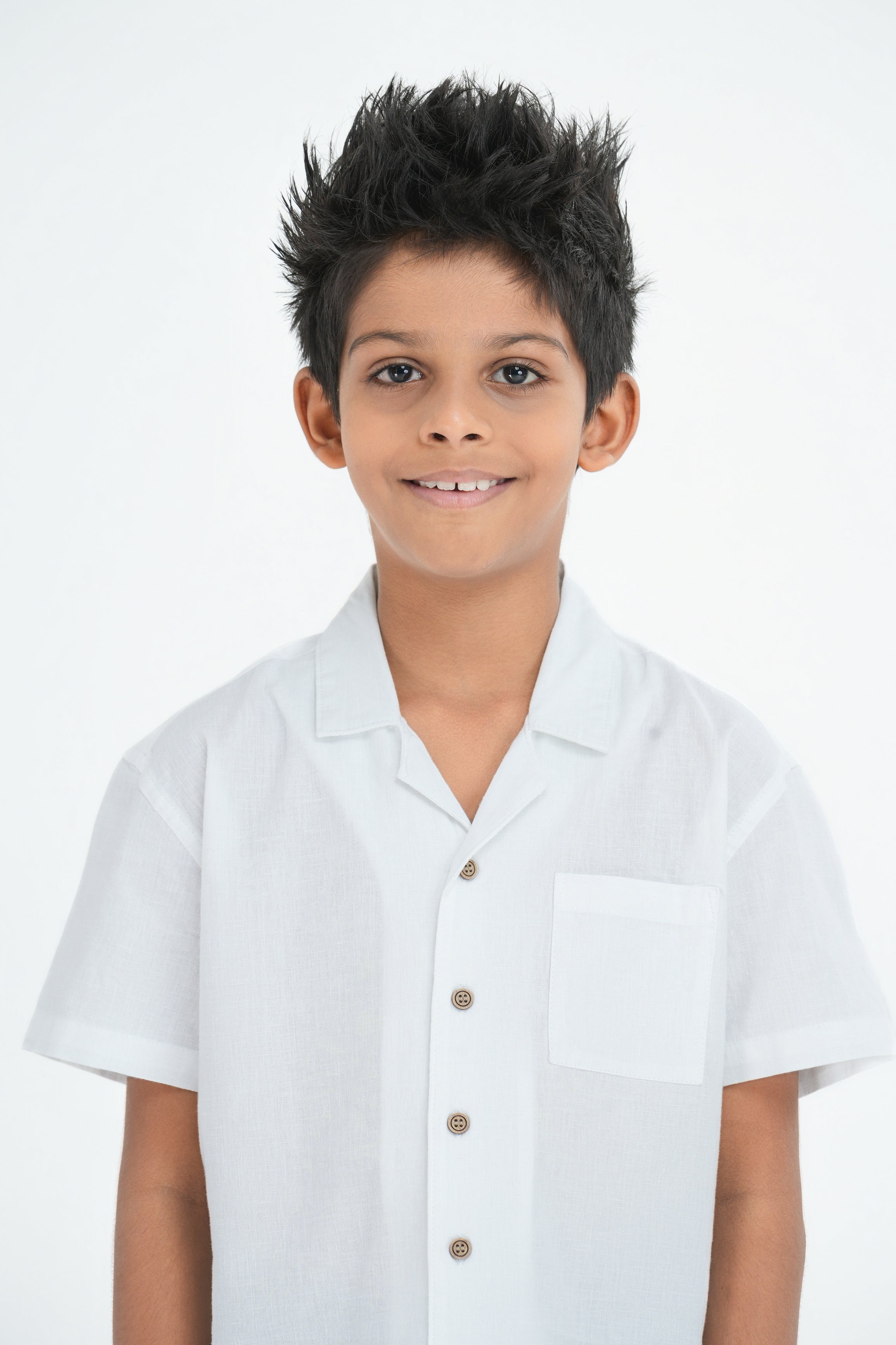 Kids' Linen Cotton Shirt – Natural White | AnationZ Junior
