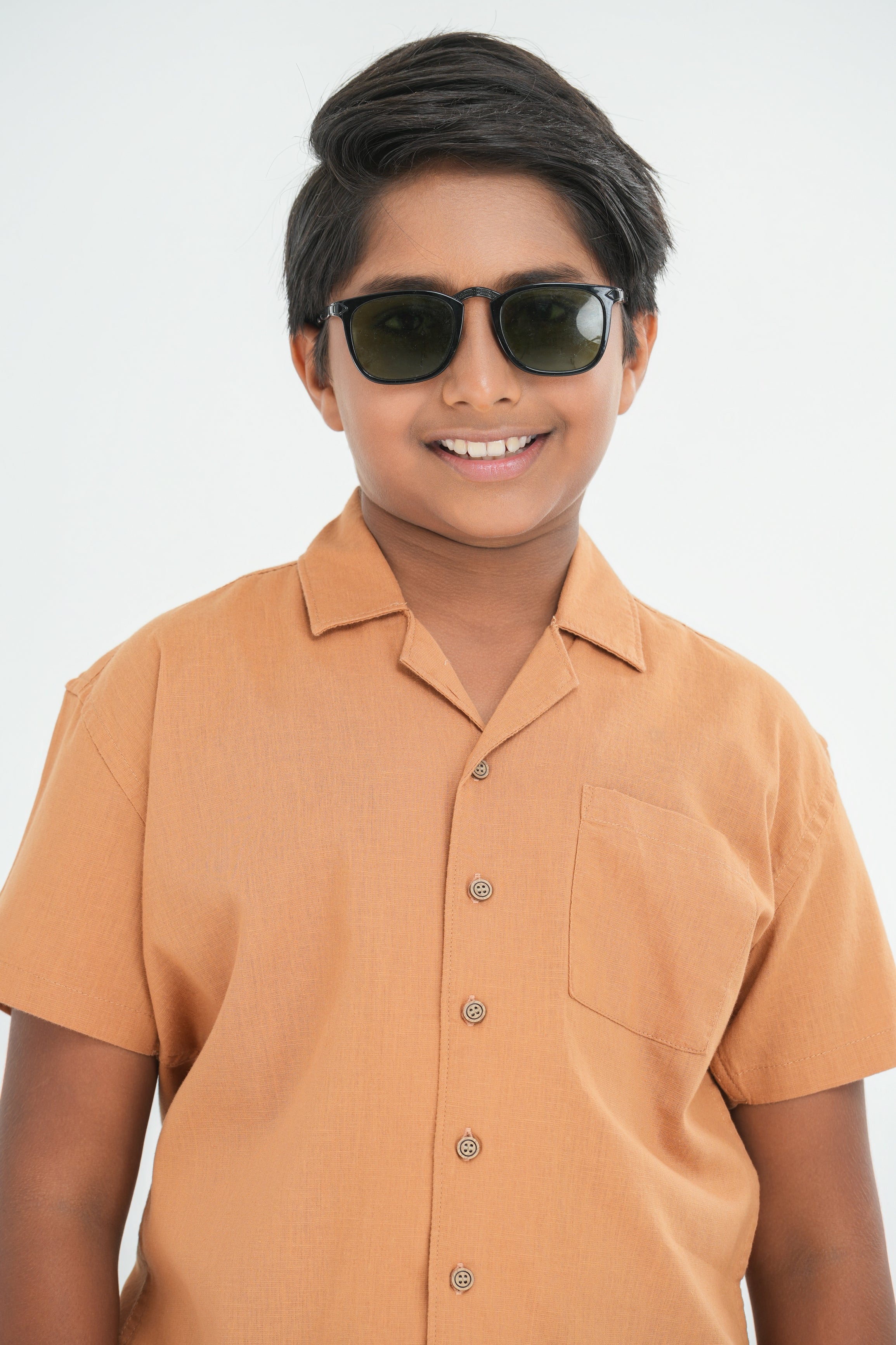 Kids' Linen Cotton Shirt – Honey Ochre | AnationZ Junior