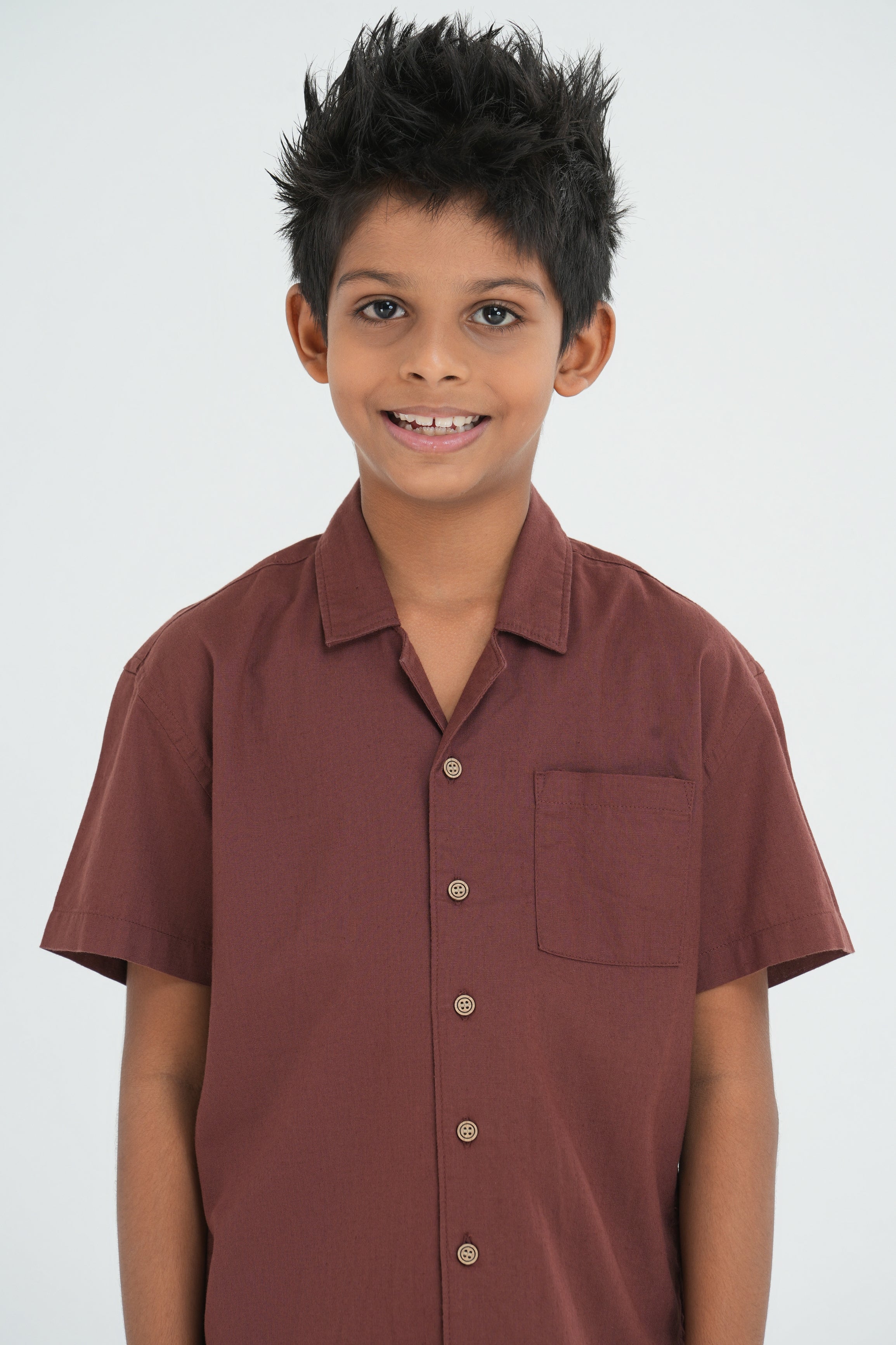Kids' Linen Cotton Shirt – Burnt Brown | AnationZ Junior
